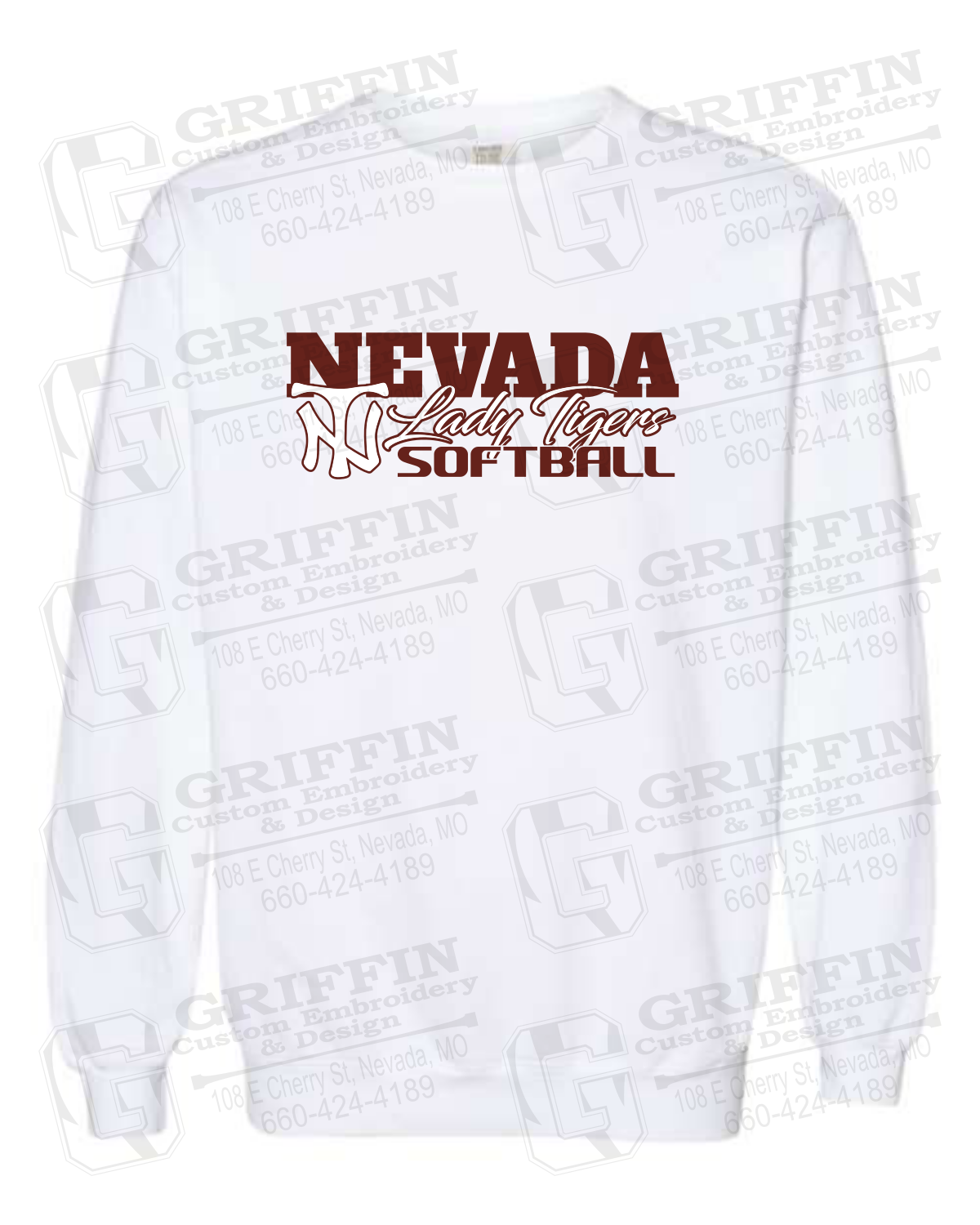 Comfort Colors Crewneck Sweatshirt - Softball - Nevada Tigers 25-M