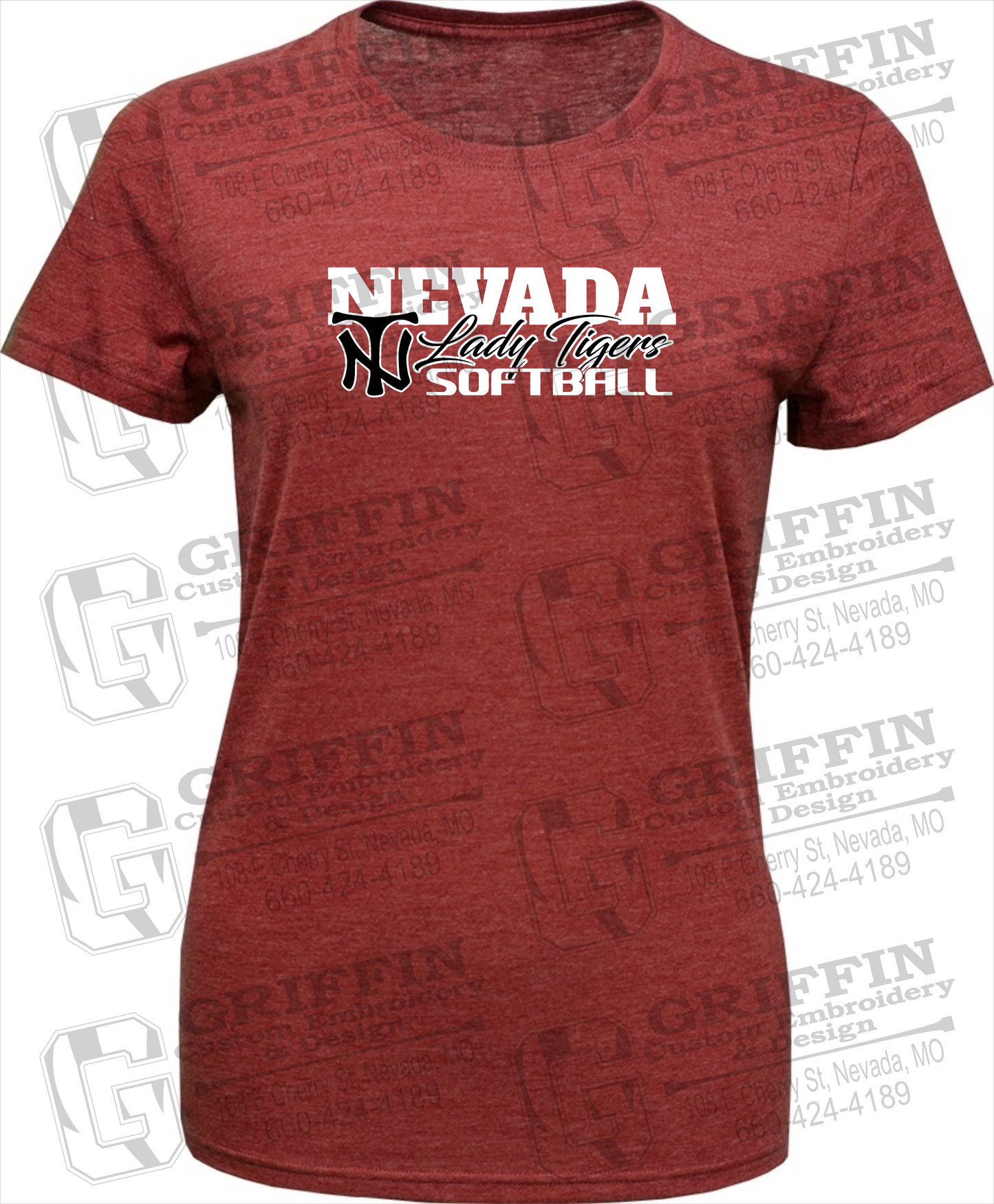 Womens Tri-Blend T-Shirt - Softball - Nevada Tigers 25-M