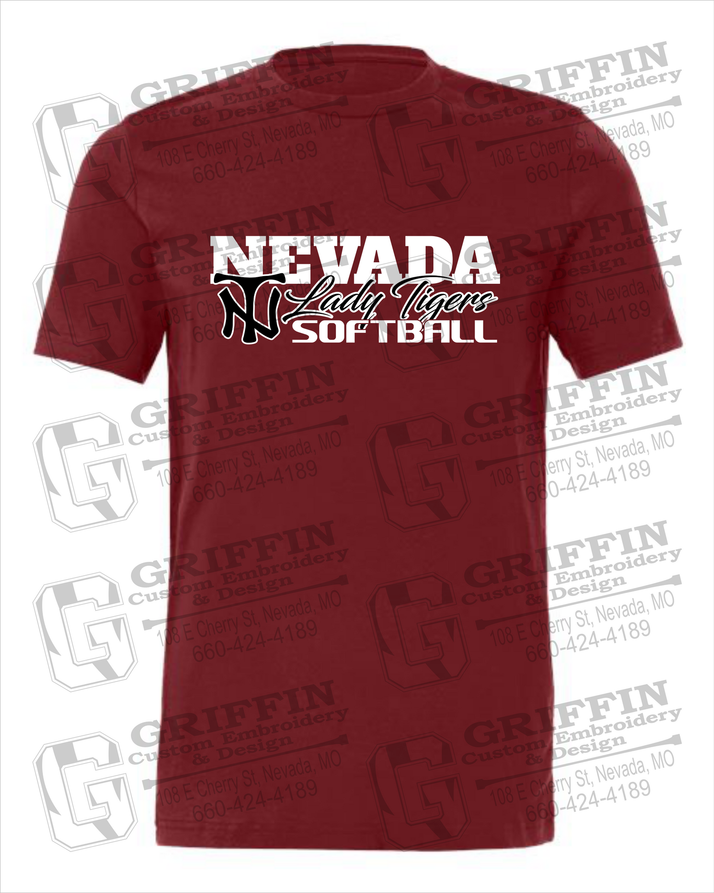 Cotton Short Sleeve T-Shirt - Softball - Nevada Tigers 25-M