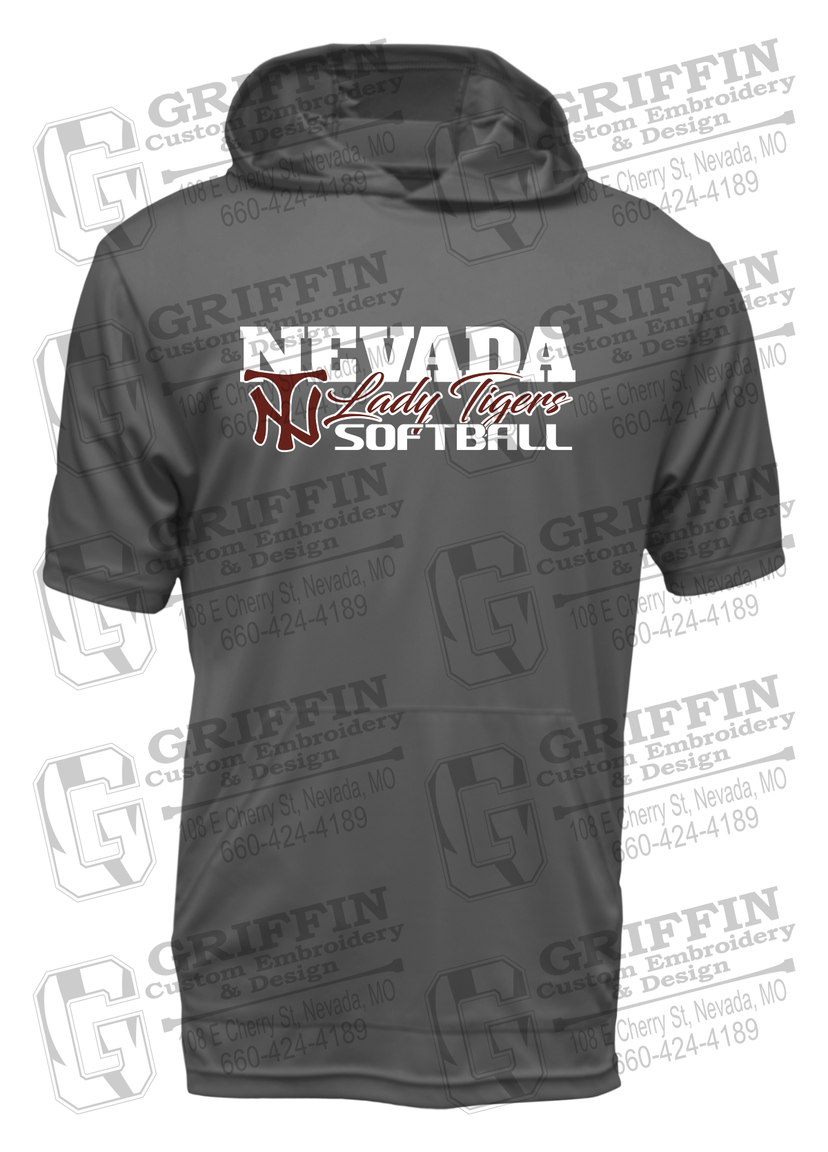 Dry-Fit Short Sleeve T-Shirt Hoodie - Softball - Nevada Tigers 25-M