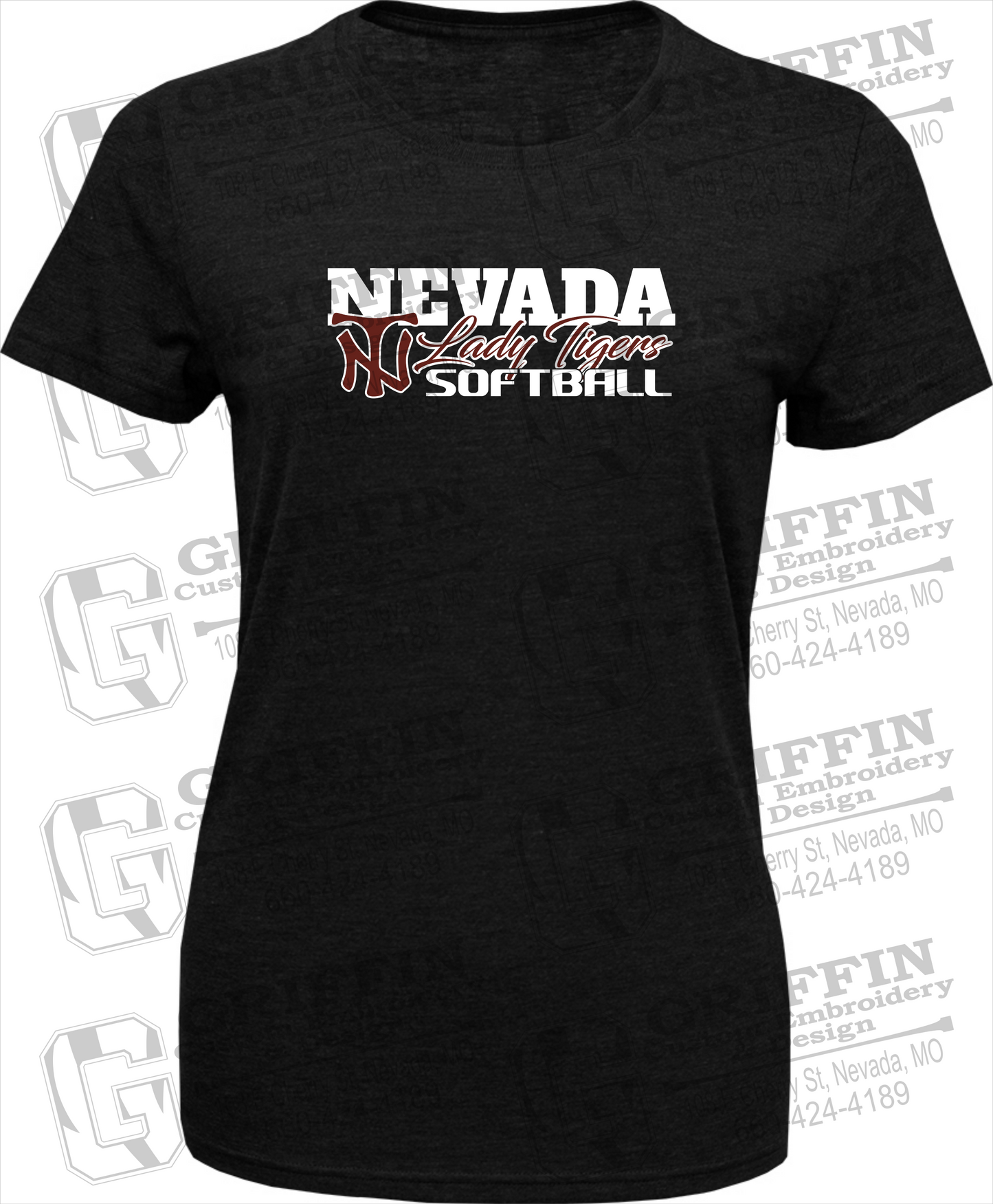 Womens Tri-Blend T-Shirt - Softball - Nevada Tigers 25-M