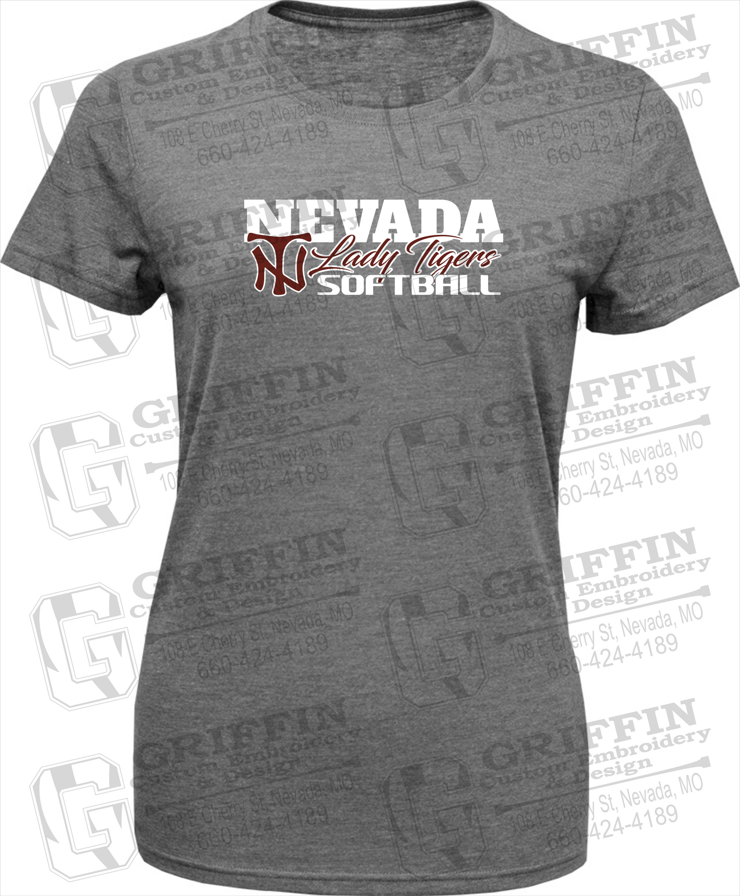 Womens Tri-Blend T-Shirt - Softball - Nevada Tigers 25-M