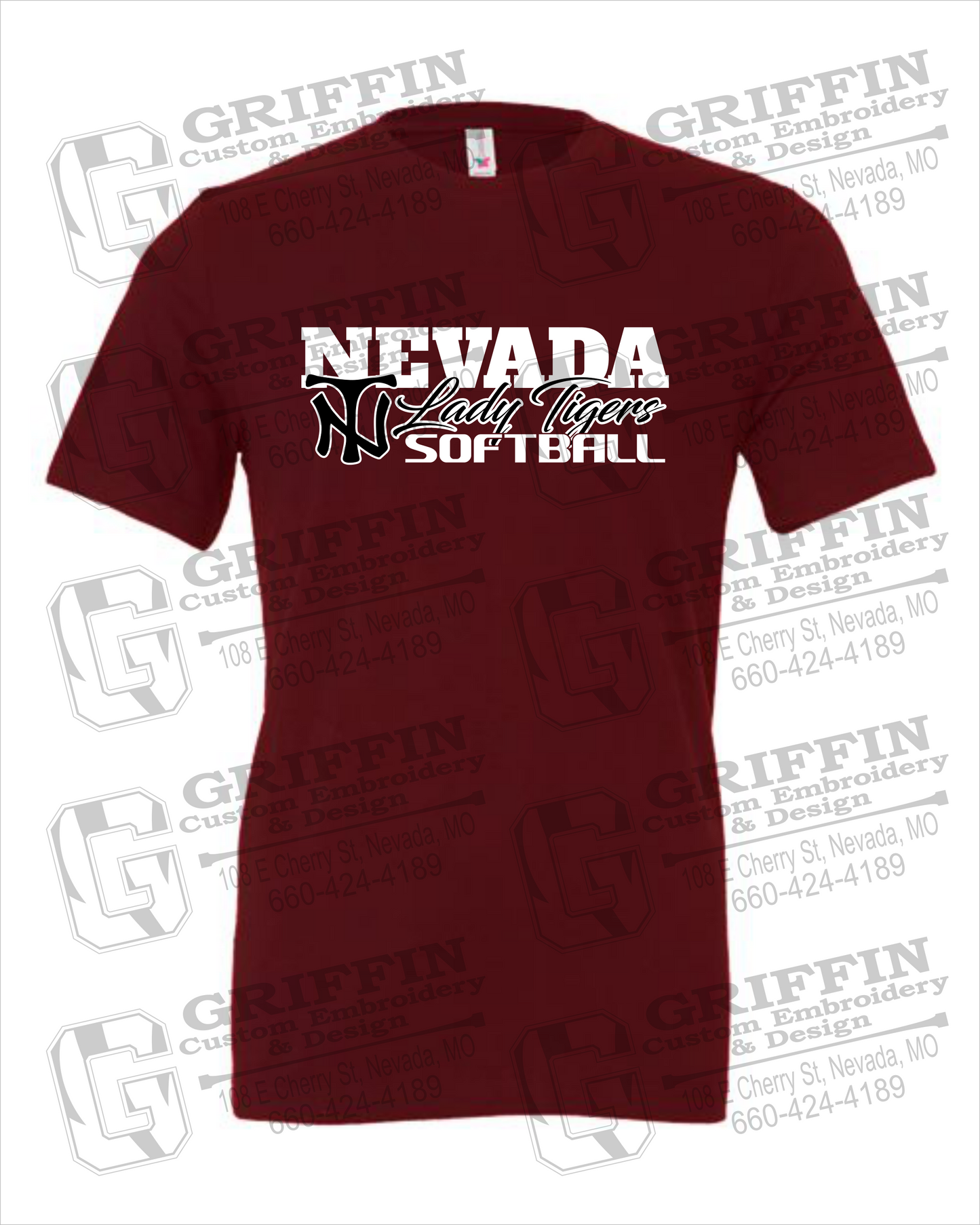 Cotton Short Sleeve T-Shirt - Softball - Nevada Tigers 25-M