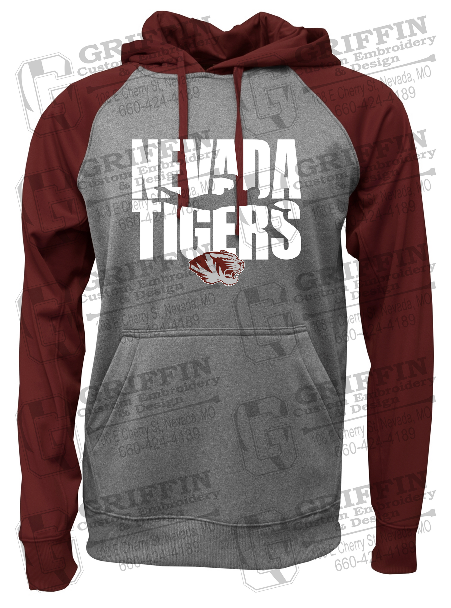 Performance Fleece Raglan Hoodie - Swimming - Nevada Tigers 25-N