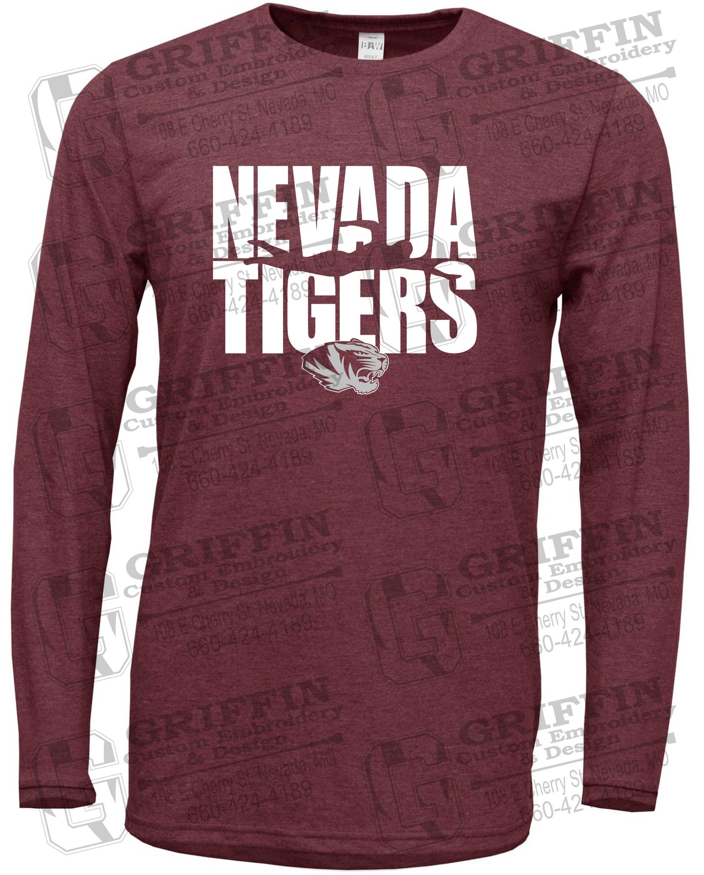 Soft-Tek Long Sleeve T-Shirt - Swimming - Nevada Tigers 25-N