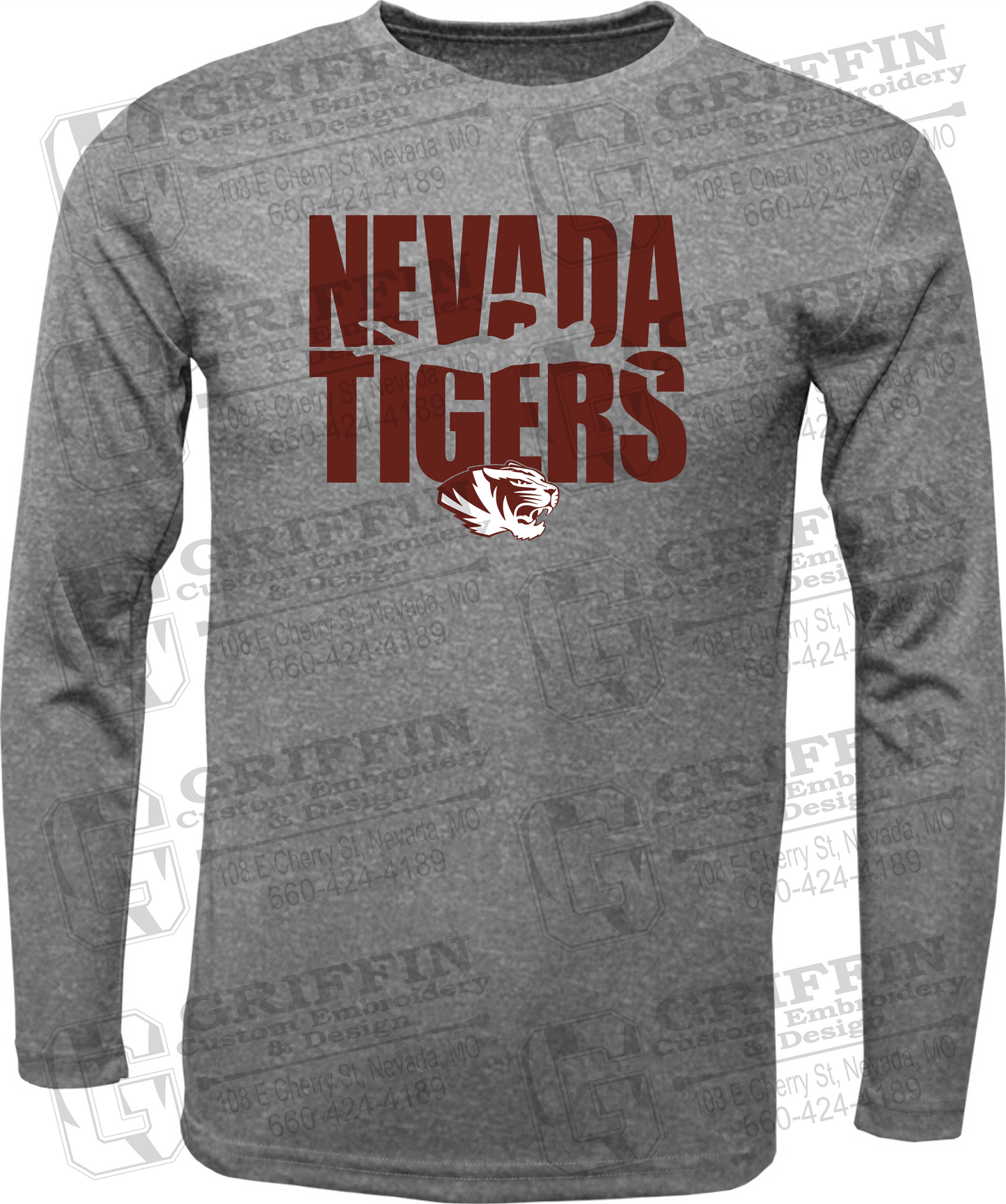 Dry-Fit Long Sleeve T-Shirt - Swimming - Nevada Tigers 25-N