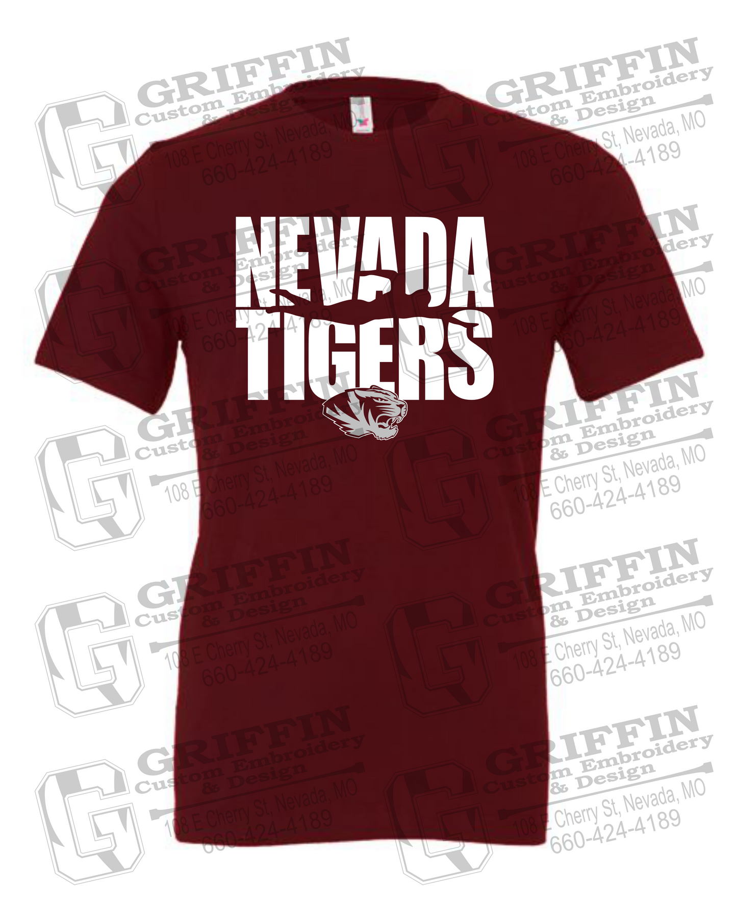 Cotton Short Sleeve T-Shirt - Swimming - Nevada Tigers 25-N