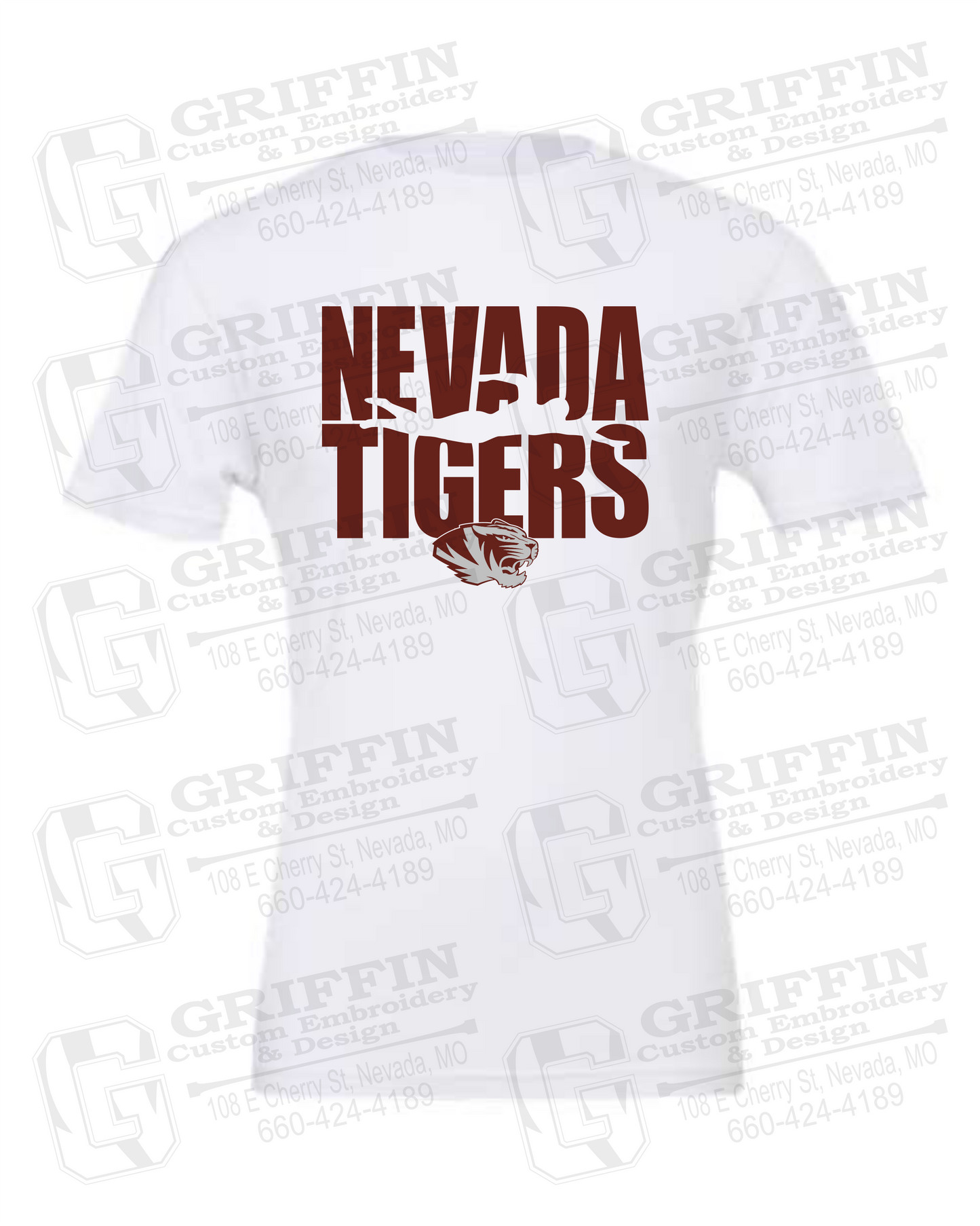 Cotton Short Sleeve T-Shirt - Swimming - Nevada Tigers 25-N