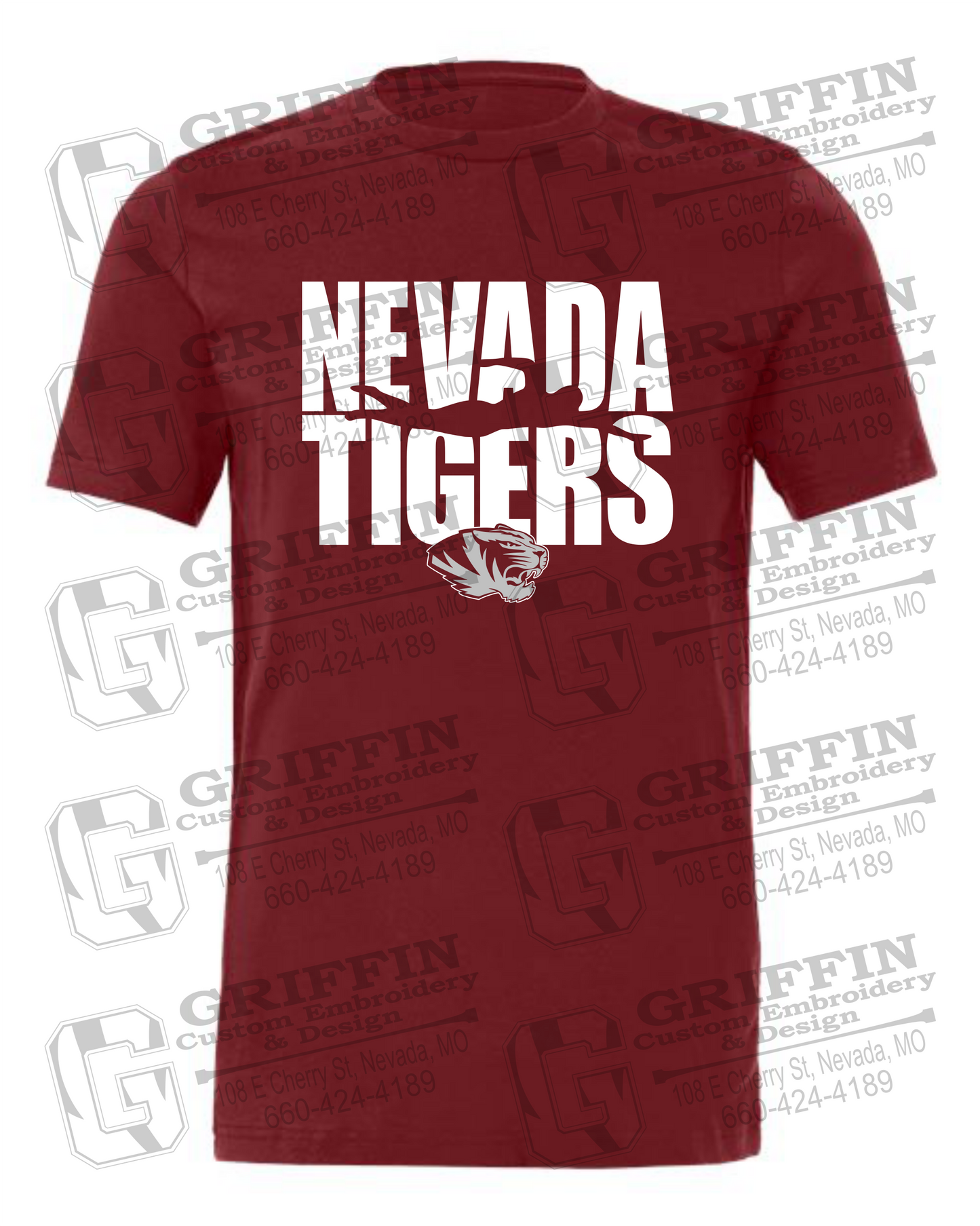 Cotton Short Sleeve T-Shirt - Swimming - Nevada Tigers 25-N