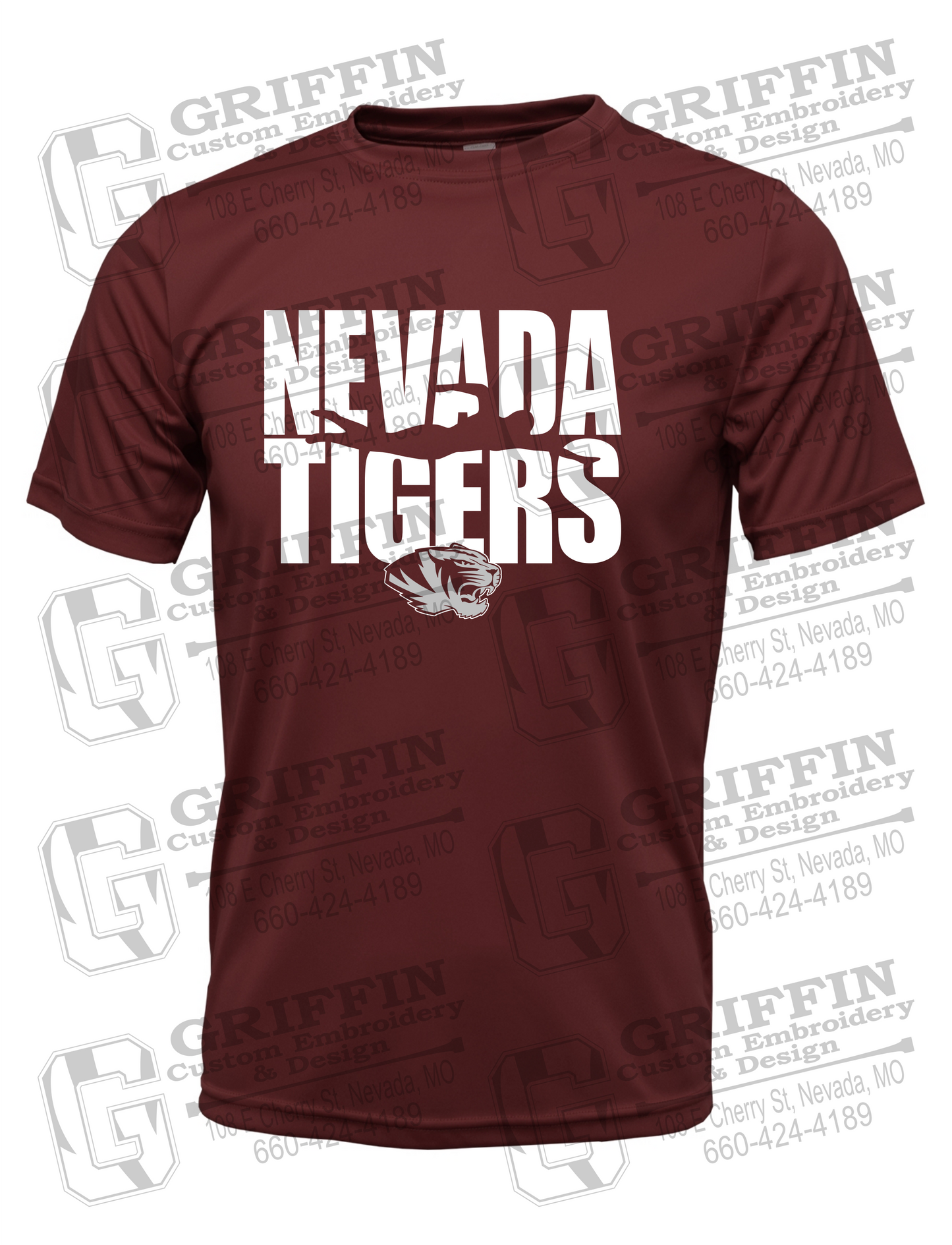 Dry-Fit Short Sleeve T-Shirt - Swimming - Nevada Tigers 25-N