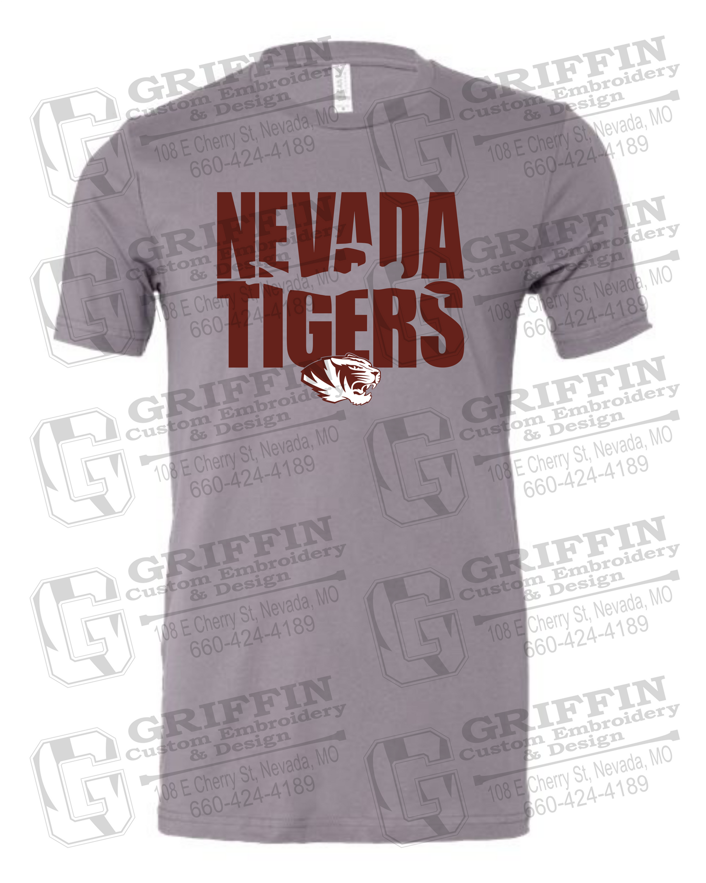 Cotton Short Sleeve T-Shirt - Swimming - Nevada Tigers 25-N