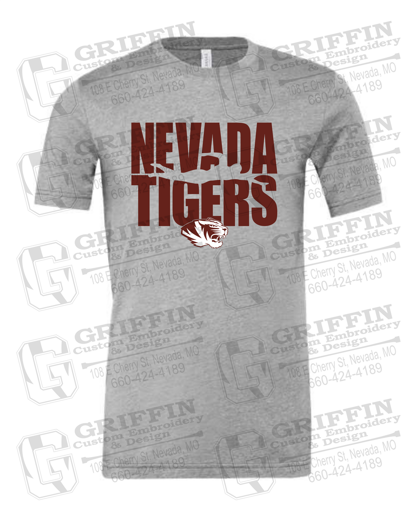 Cotton Short Sleeve T-Shirt - Swimming - Nevada Tigers 25-N