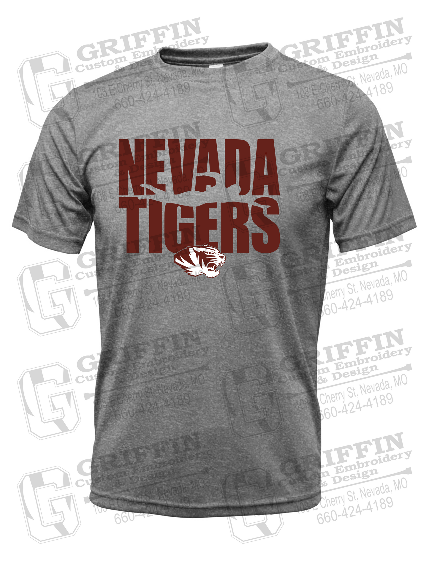 Dry-Fit Short Sleeve T-Shirt - Swimming - Nevada Tigers 25-N