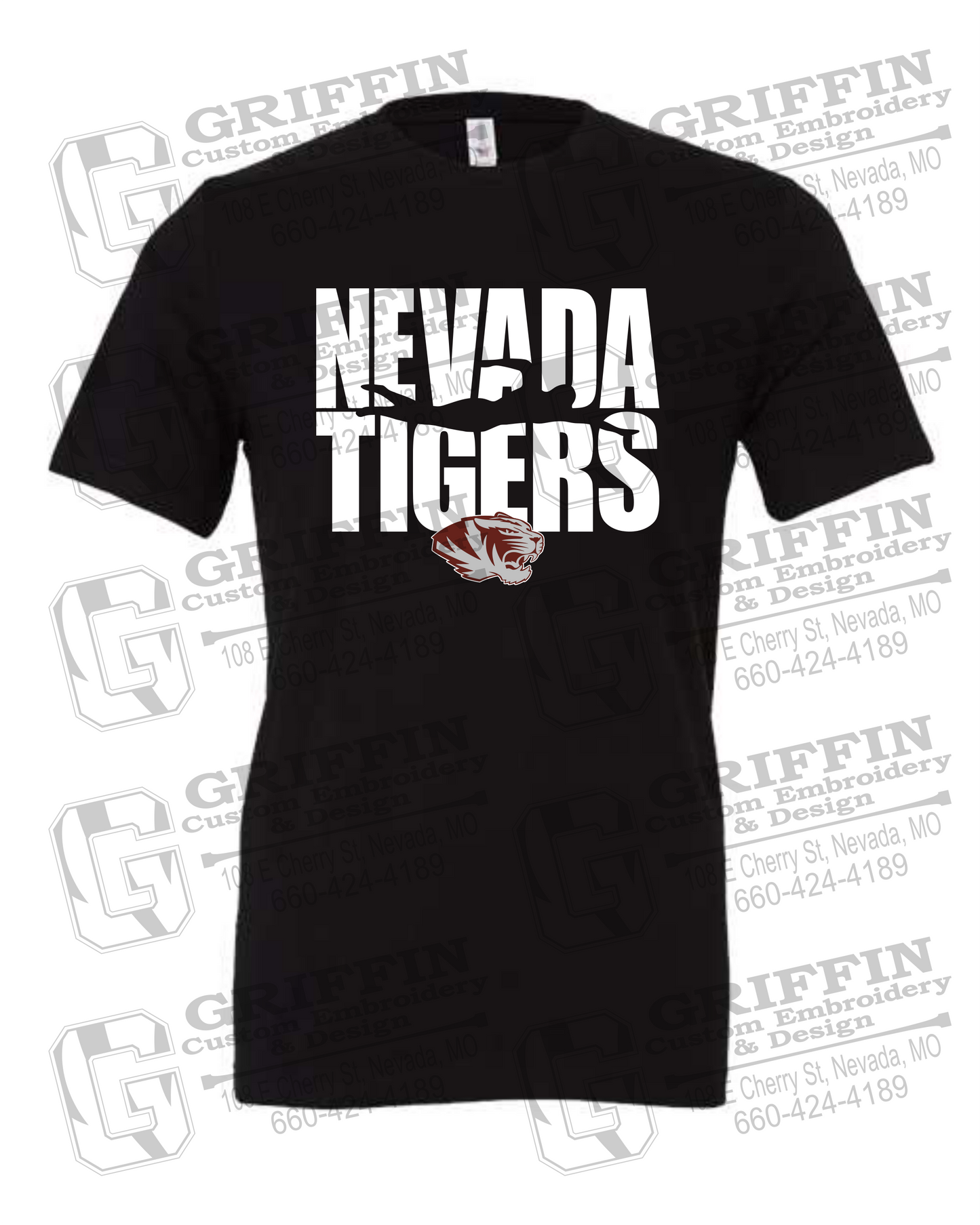 Cotton Short Sleeve T-Shirt - Swimming - Nevada Tigers 25-N