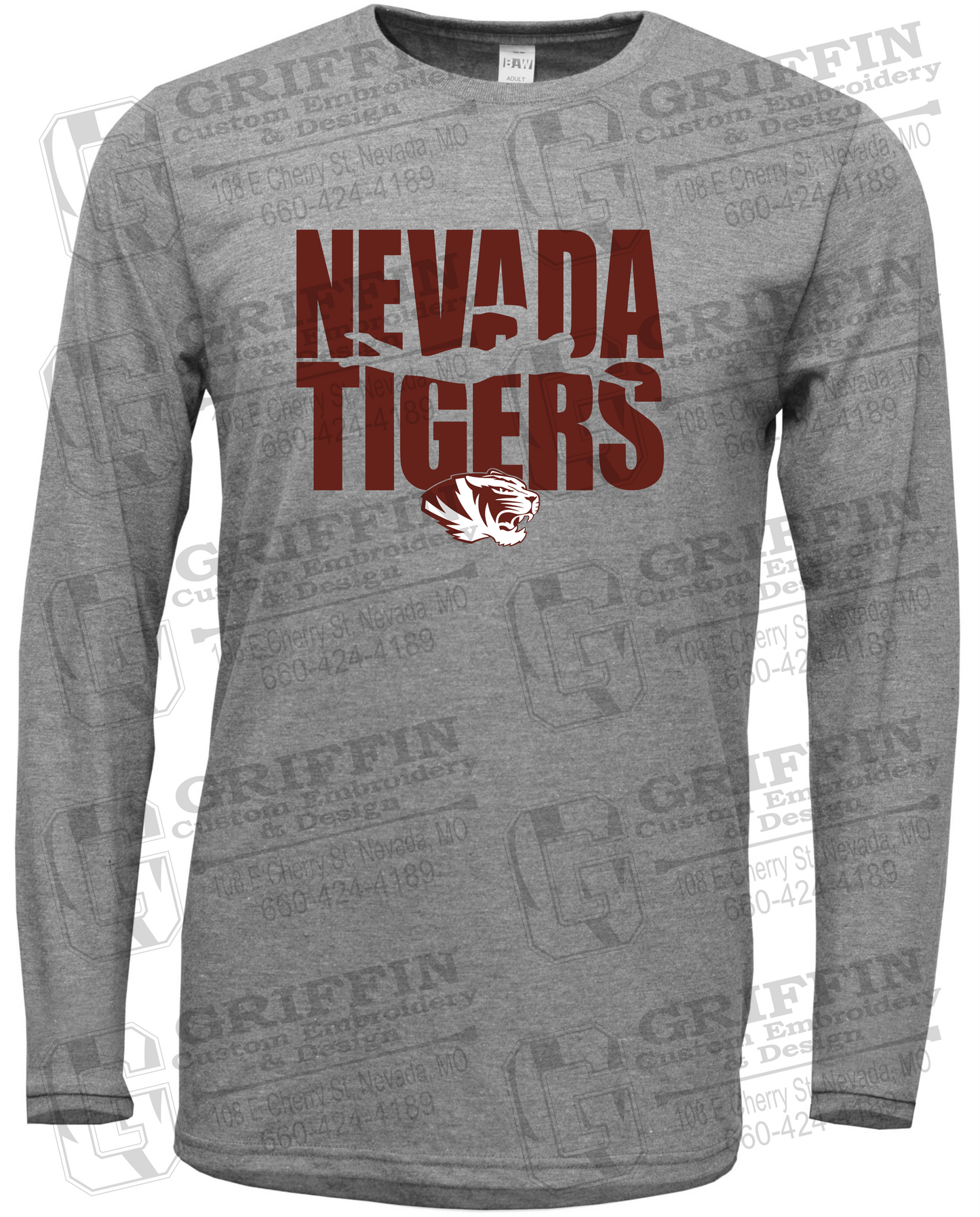 Soft-Tek Long Sleeve T-Shirt - Swimming - Nevada Tigers 25-N