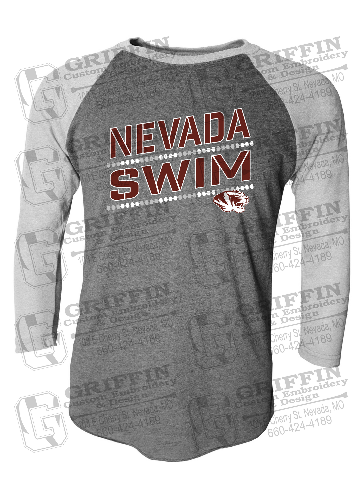 Raglan Sleeve T-Shirt - Swimming - Nevada Tigers 25-O