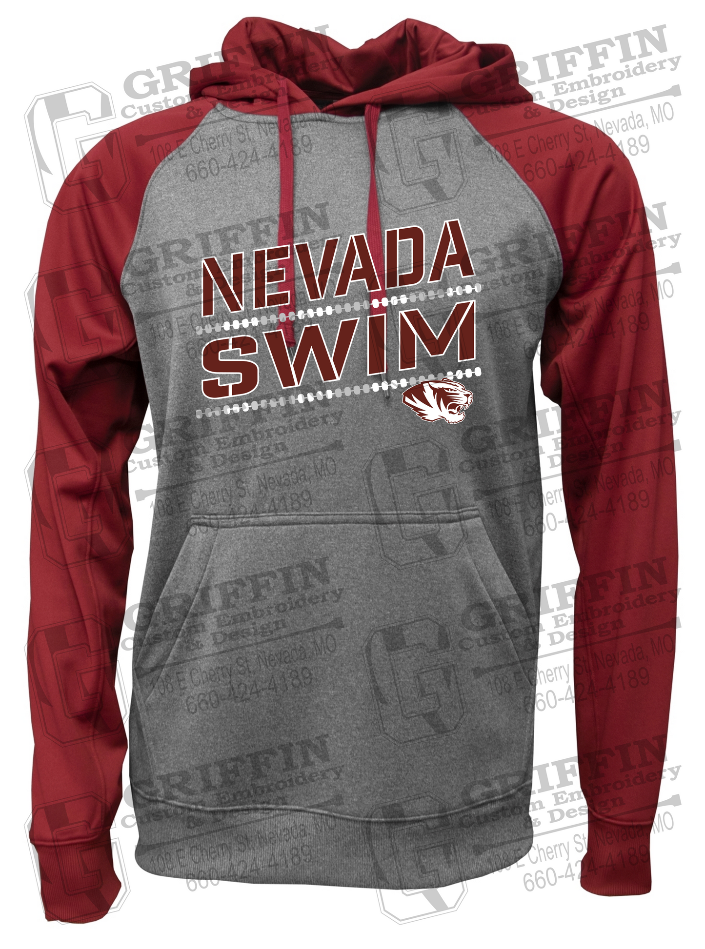 Performance Fleece Raglan Hoodie - Swimming - Nevada Tigers 25-O