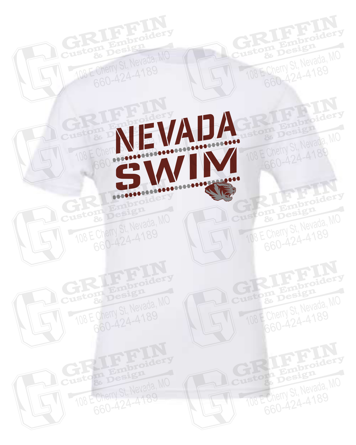 Cotton Short Sleeve T-Shirt - Swimming - Nevada Tigers 25-O