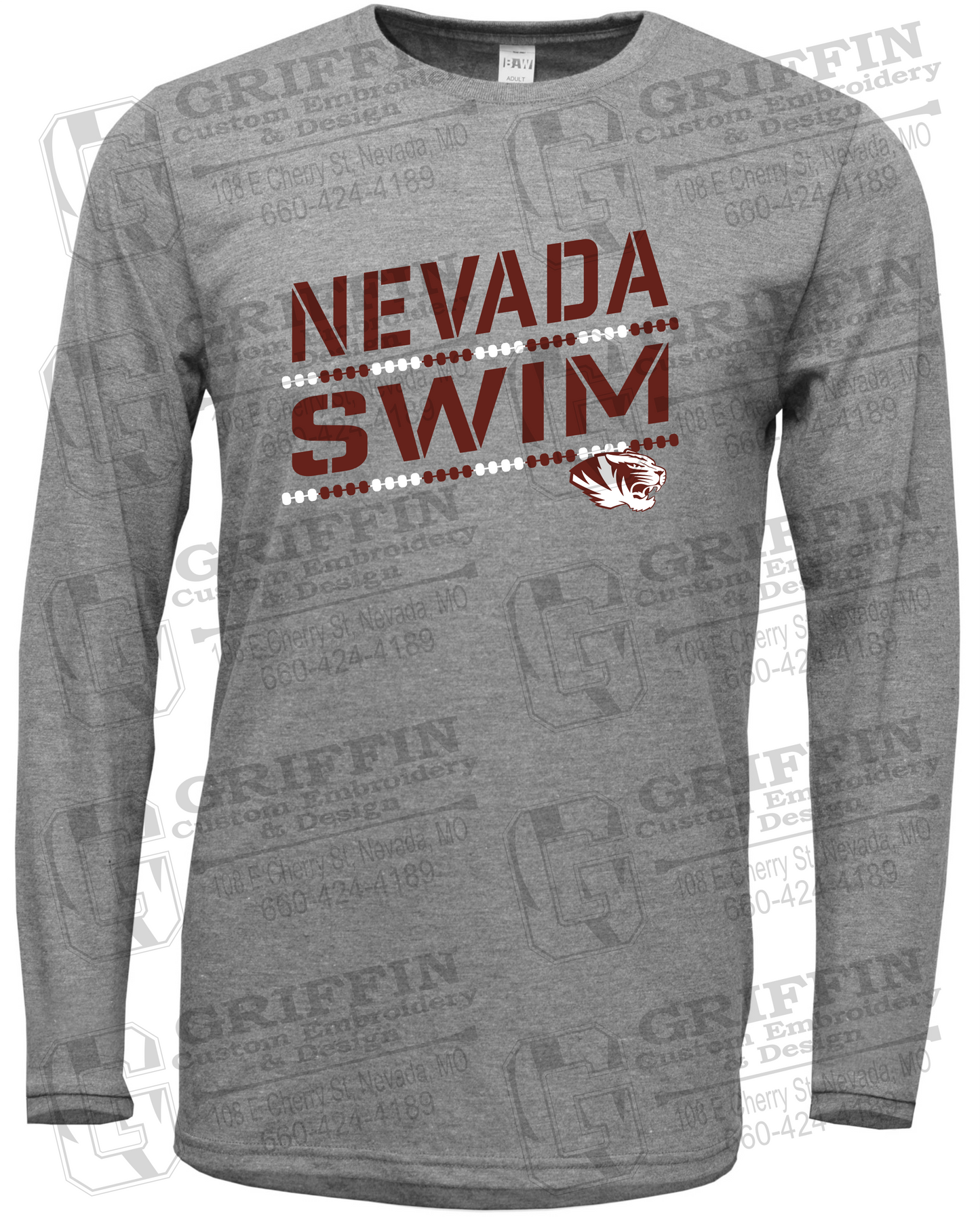 Soft-Tek Long Sleeve T-Shirt - Swimming - Nevada Tigers 25-O