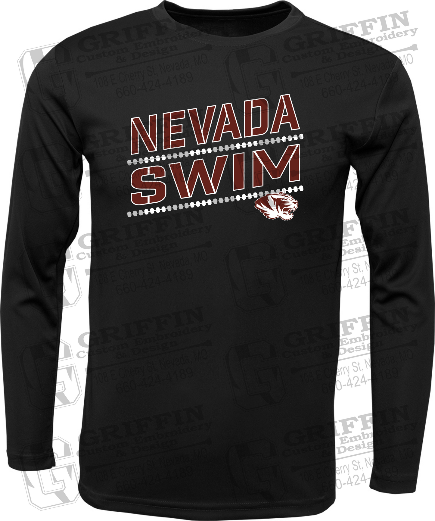 Dry-Fit Long Sleeve T-Shirt - Swimming - Nevada Tigers 25-O