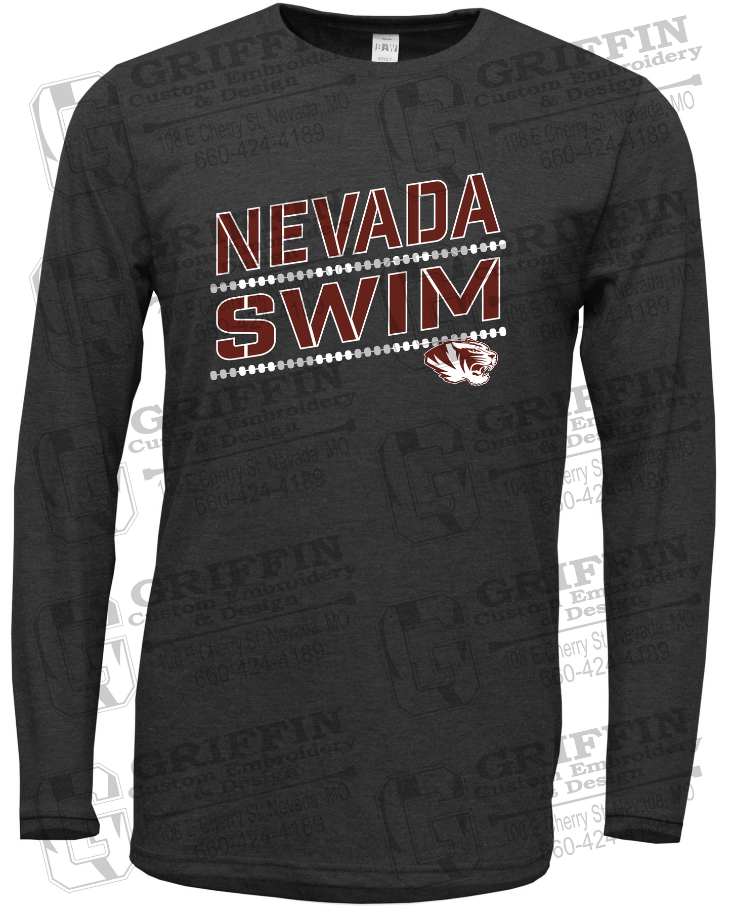 Soft-Tek Long Sleeve T-Shirt - Swimming - Nevada Tigers 25-O