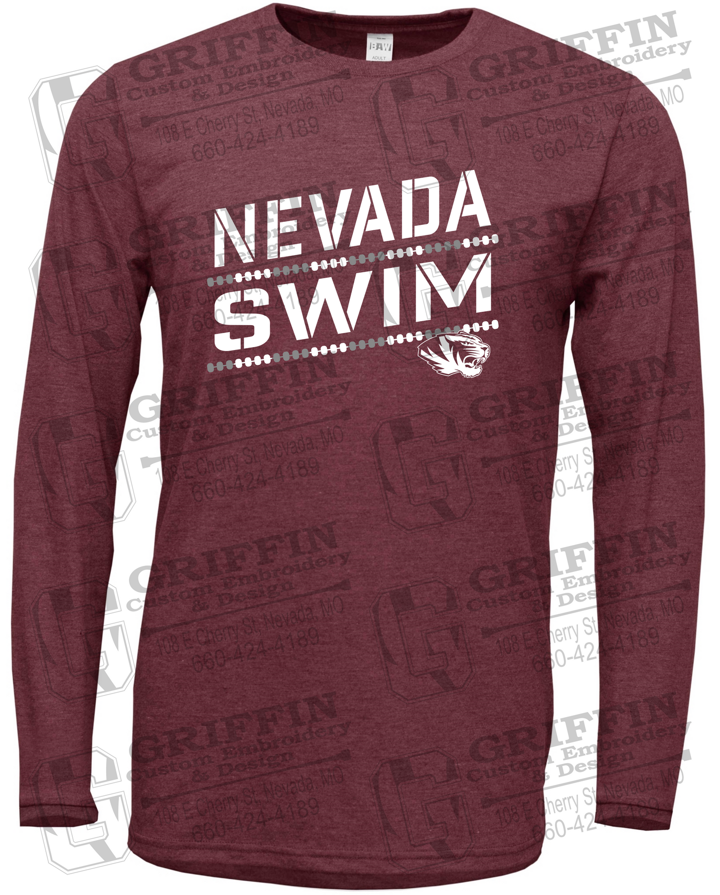 Soft-Tek Long Sleeve T-Shirt - Swimming - Nevada Tigers 25-O