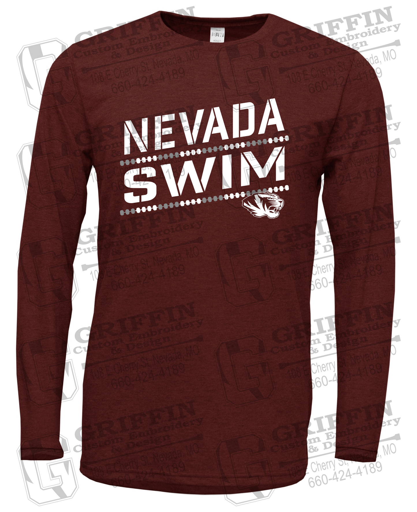 Soft-Tek Long Sleeve T-Shirt - Swimming - Nevada Tigers 25-O