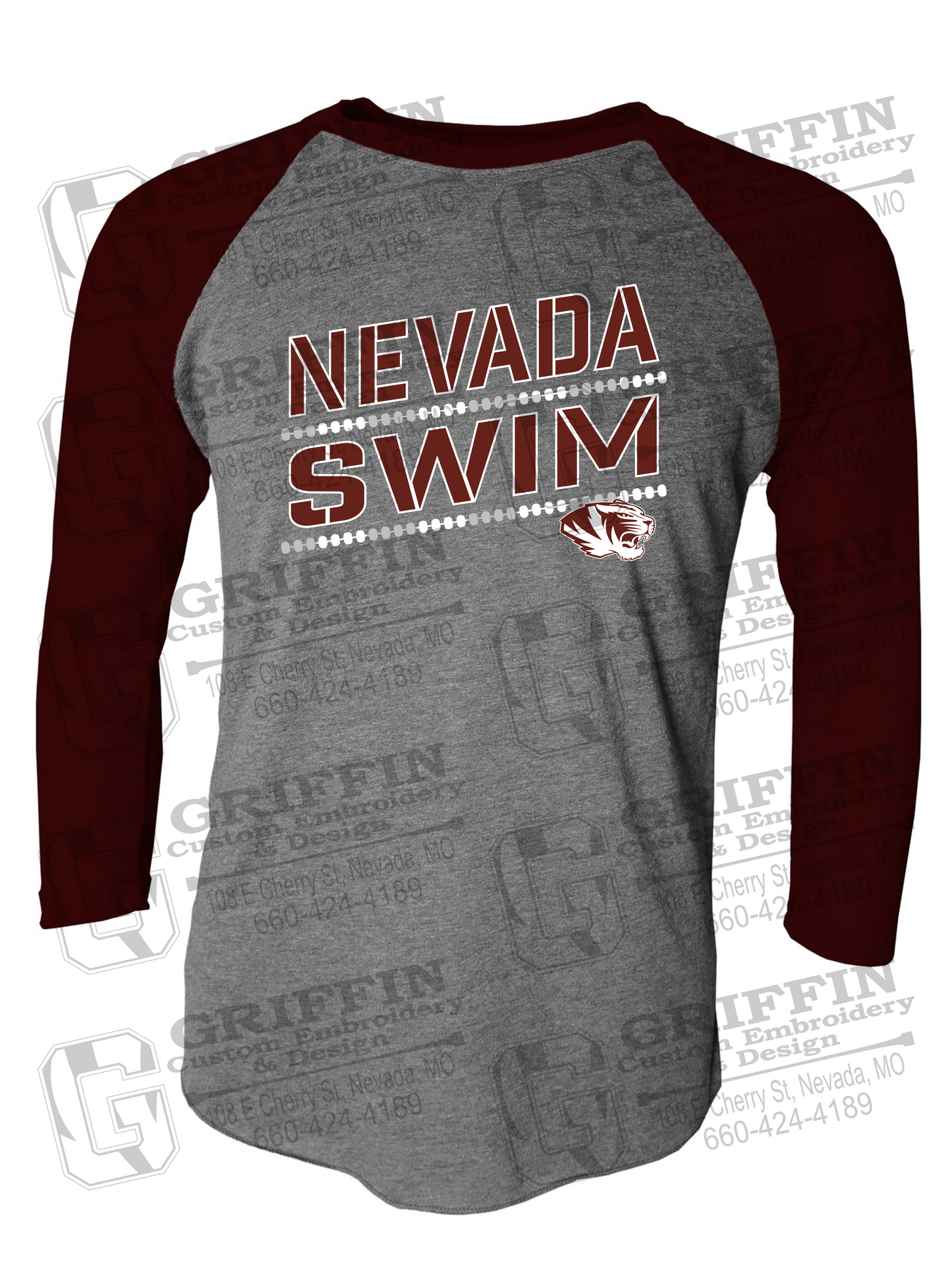 Raglan Sleeve T-Shirt - Swimming - Nevada Tigers 25-O