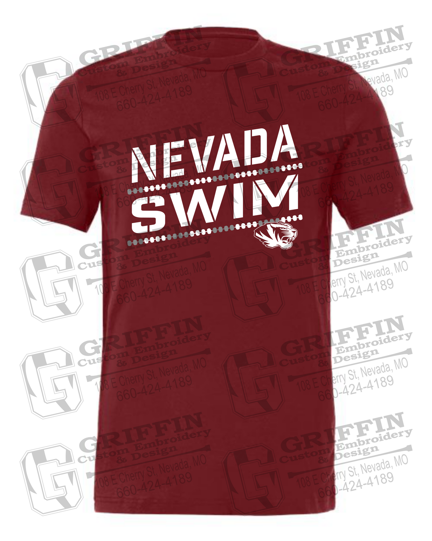 Cotton Short Sleeve T-Shirt - Swimming - Nevada Tigers 25-O