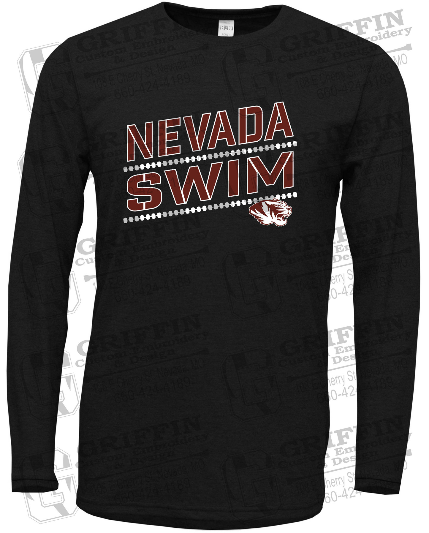 Soft-Tek Long Sleeve T-Shirt - Swimming - Nevada Tigers 25-O