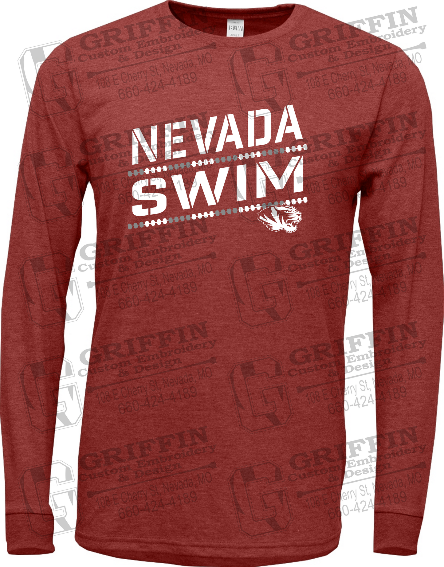 Soft-Tek Long Sleeve T-Shirt - Swimming - Nevada Tigers 25-O