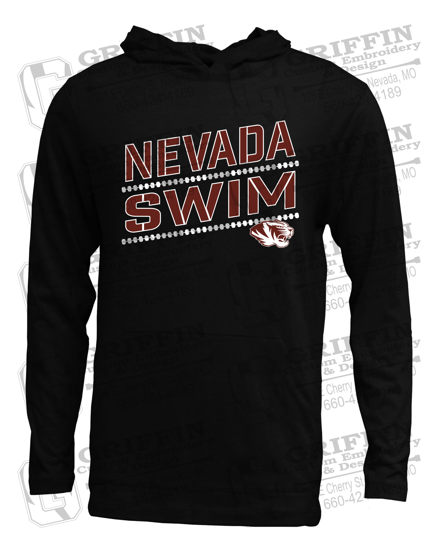 Soft-Tek T-Shirt Hoodie - Swimming - Nevada Tigers 25-O