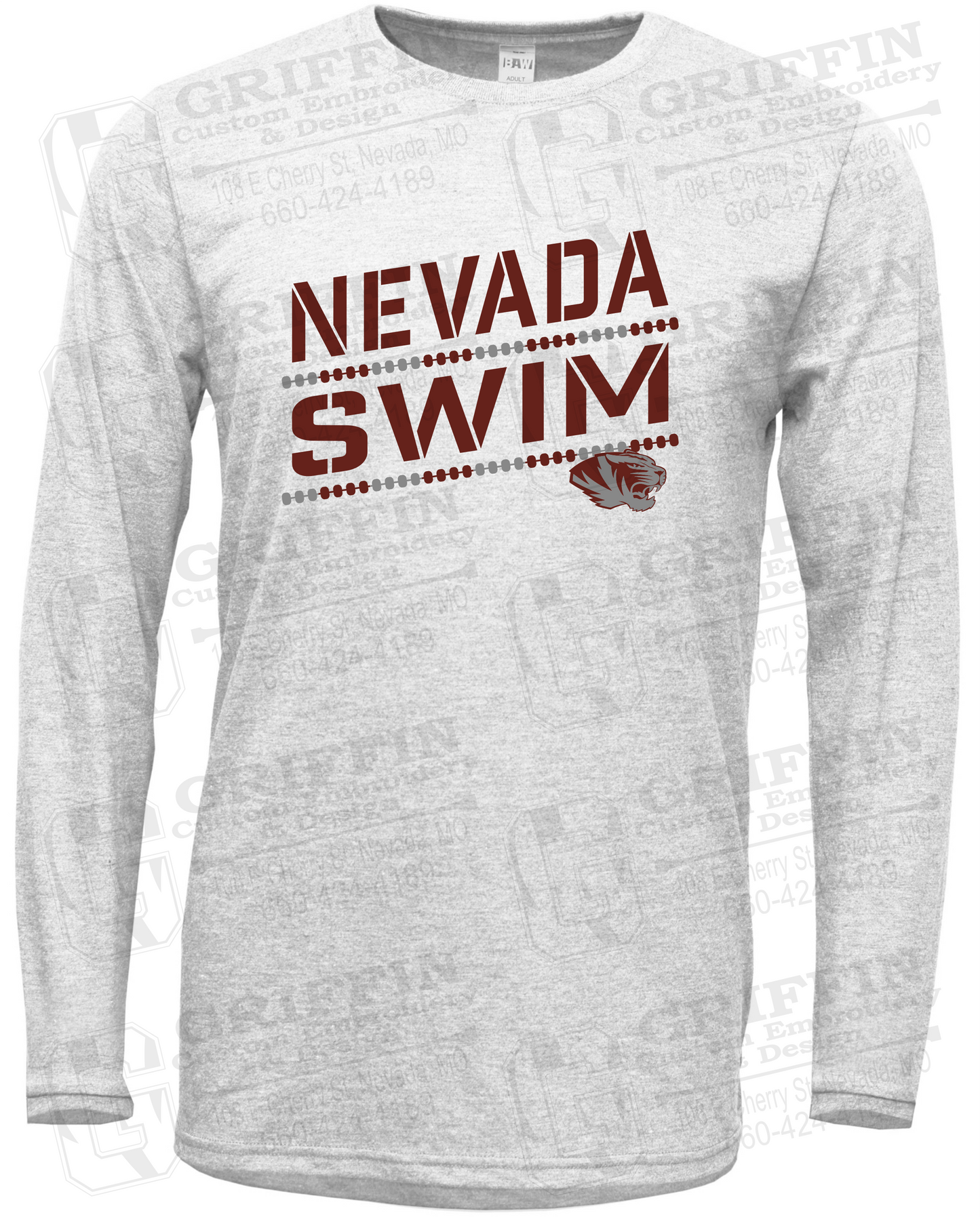 Soft-Tek Long Sleeve T-Shirt - Swimming - Nevada Tigers 25-O