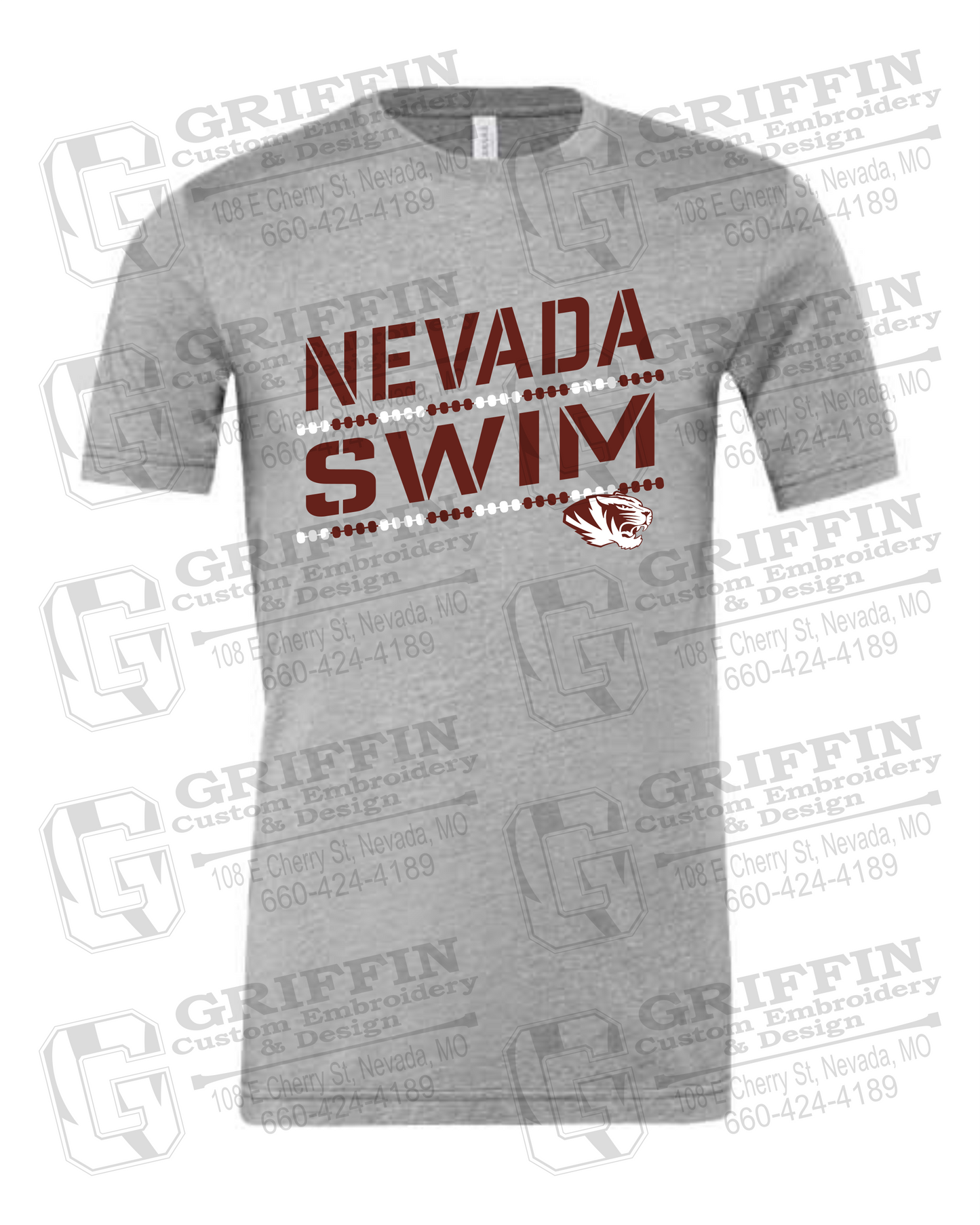 Cotton Short Sleeve T-Shirt - Swimming - Nevada Tigers 25-O