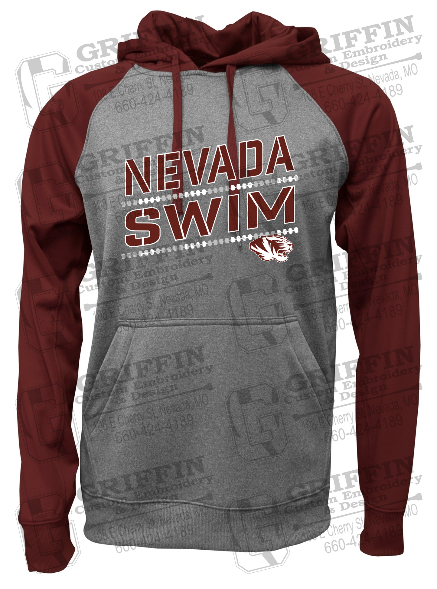 Performance Fleece Raglan Hoodie - Swimming - Nevada Tigers 25-O