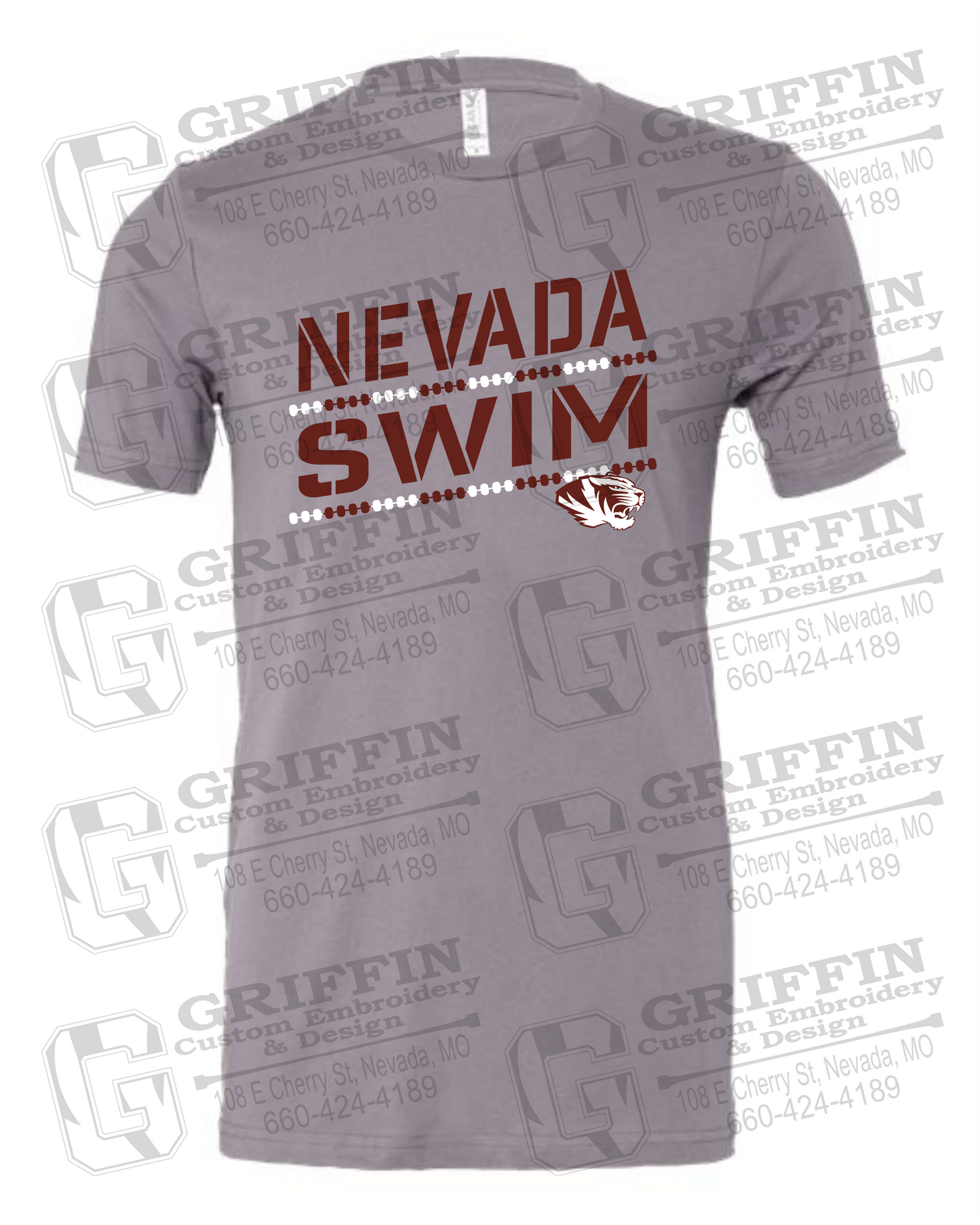 Cotton Short Sleeve T-Shirt - Swimming - Nevada Tigers 25-O