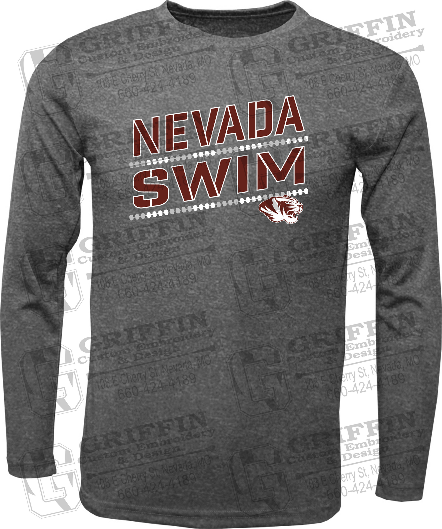 Dry-Fit Long Sleeve T-Shirt - Swimming - Nevada Tigers 25-O