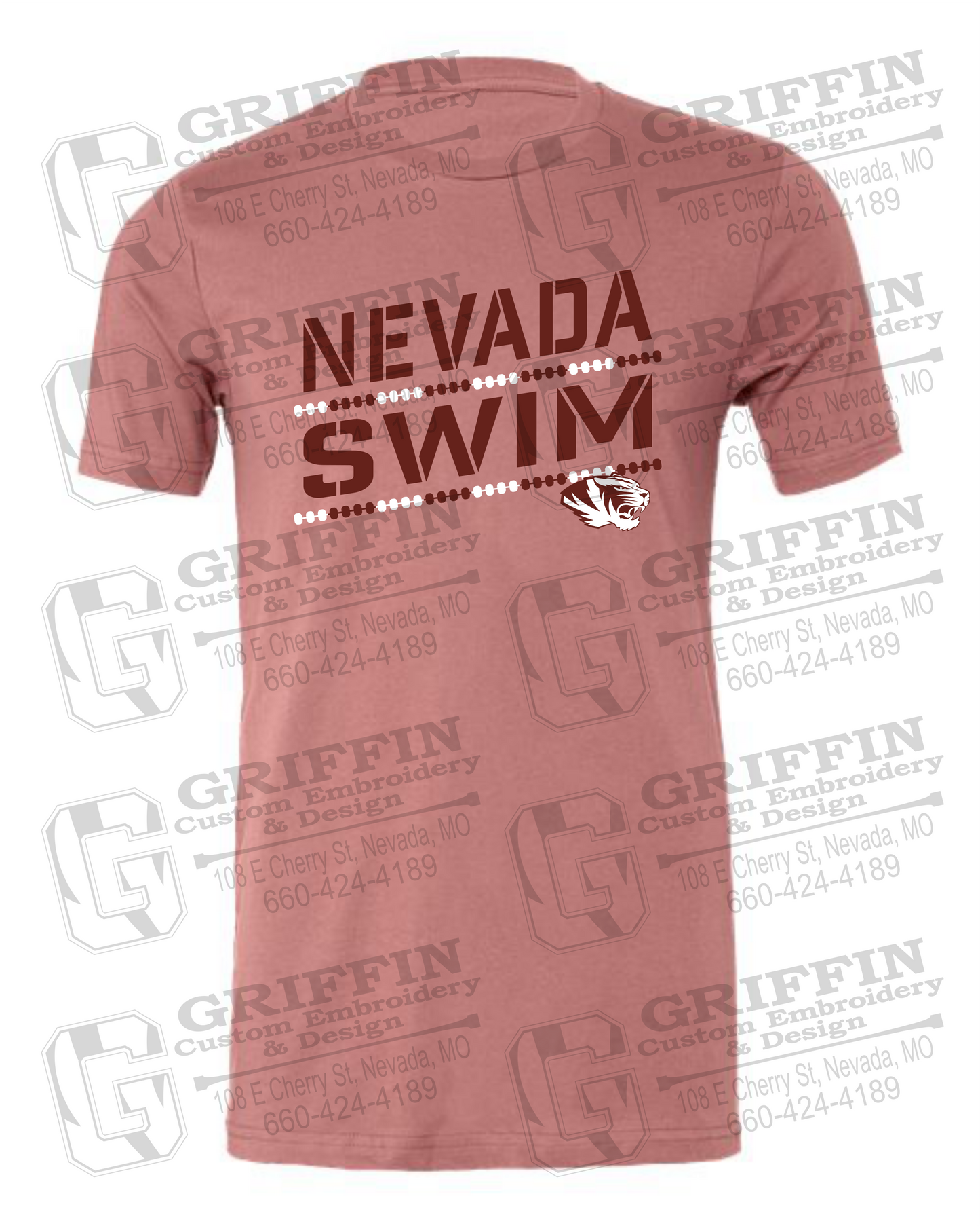 Cotton Short Sleeve T-Shirt - Swimming - Nevada Tigers 25-O