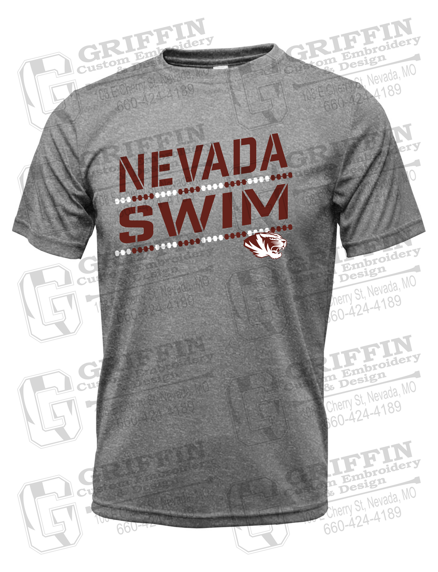 Dry-Fit Short Sleeve T-Shirt - Swimming - Nevada Tigers 25-O