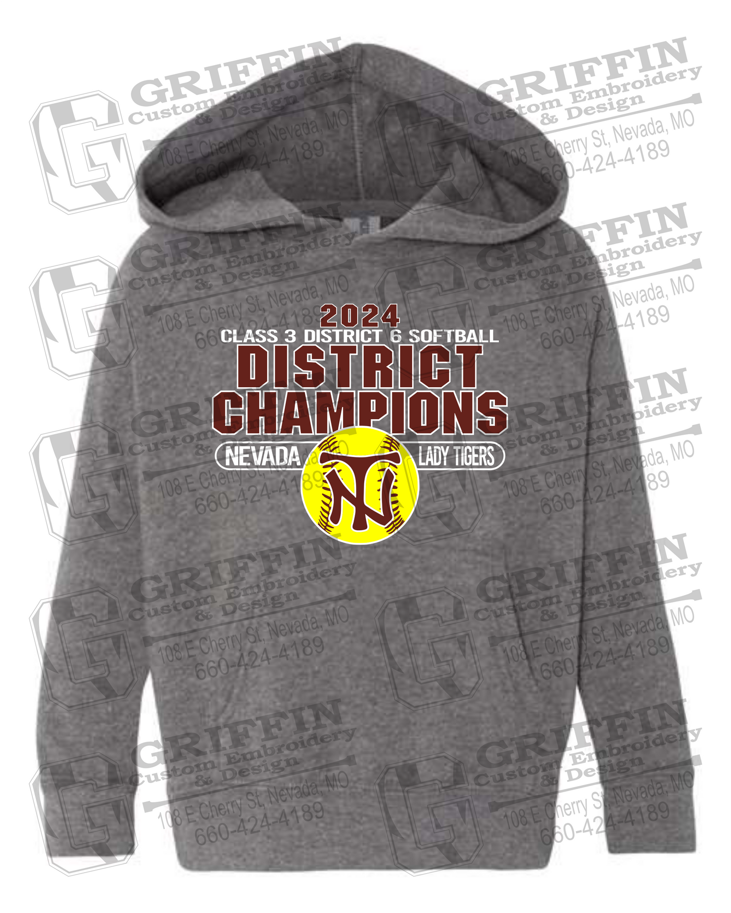 Toddler Hoodie - Softball 2024 District Champions - Nevada Tigers 25-P