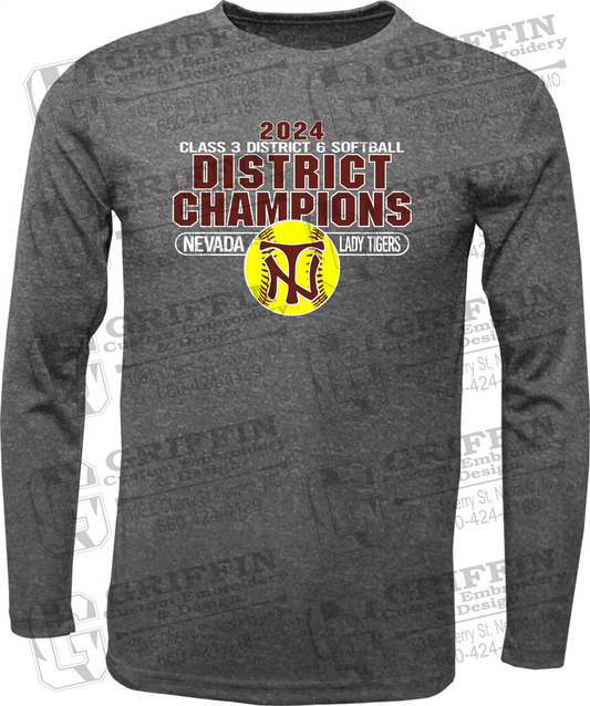 Dry-Fit Long Sleeve T-Shirt - Softball 2024 District Champions - Nevada Tigers 25-P