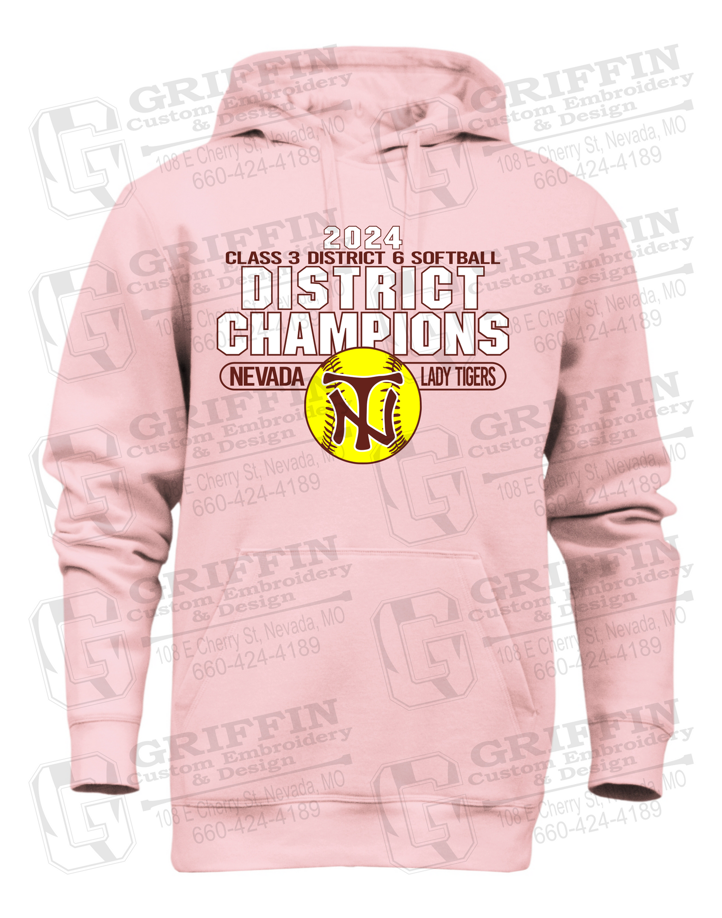 Heavyweight Fleece Hoodie - Softball 2024 District Champions - Nevada Tigers 25-P