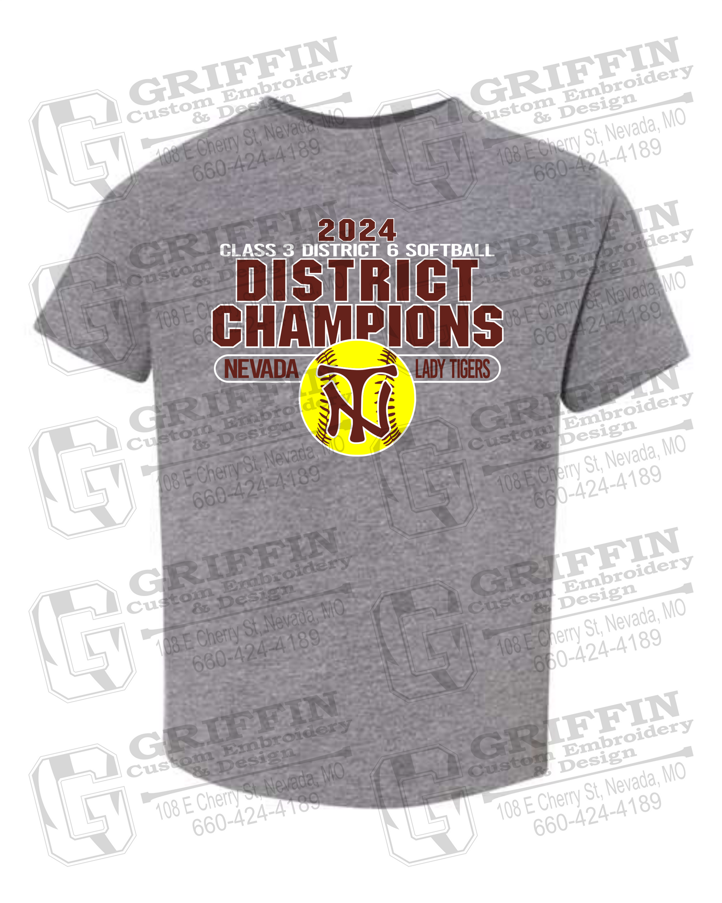 Toddler/Infant Cotton T-Shirt - Softball 2024 District Champions - Nevada Tigers 25-P