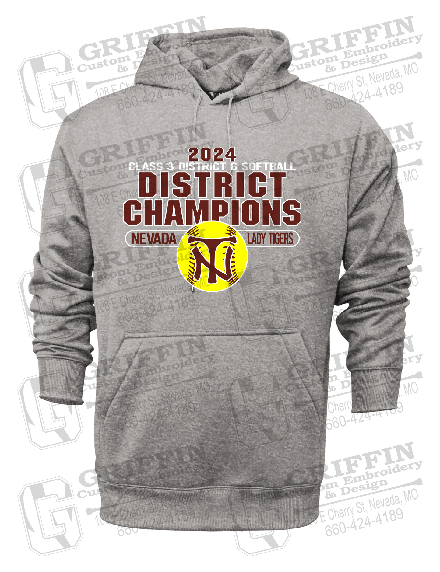 Performance Fleece Hoodie - Softball 2024 District Champions - Nevada Tigers 25-P