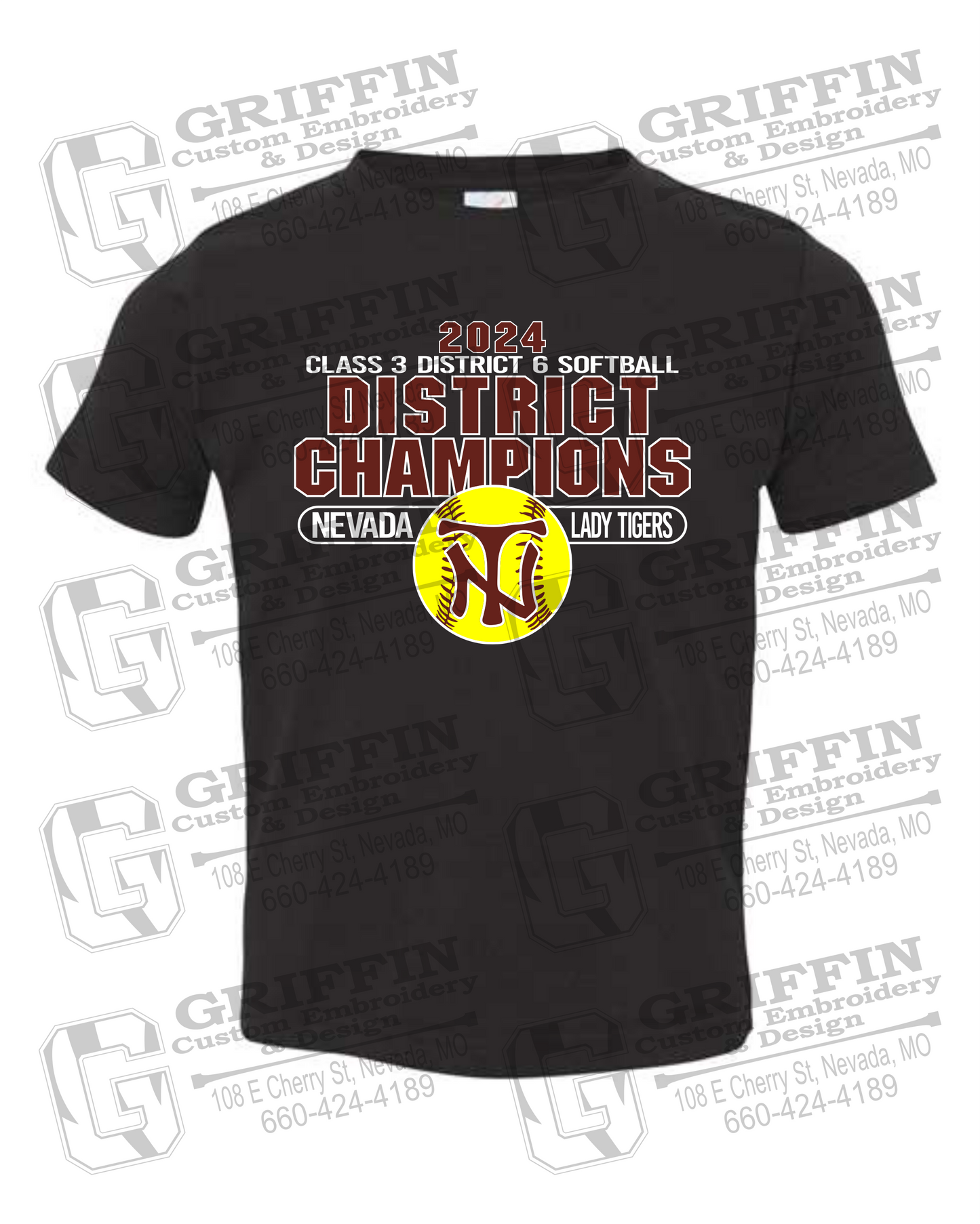 Toddler/Infant Cotton T-Shirt - Softball 2024 District Champions - Nevada Tigers 25-P