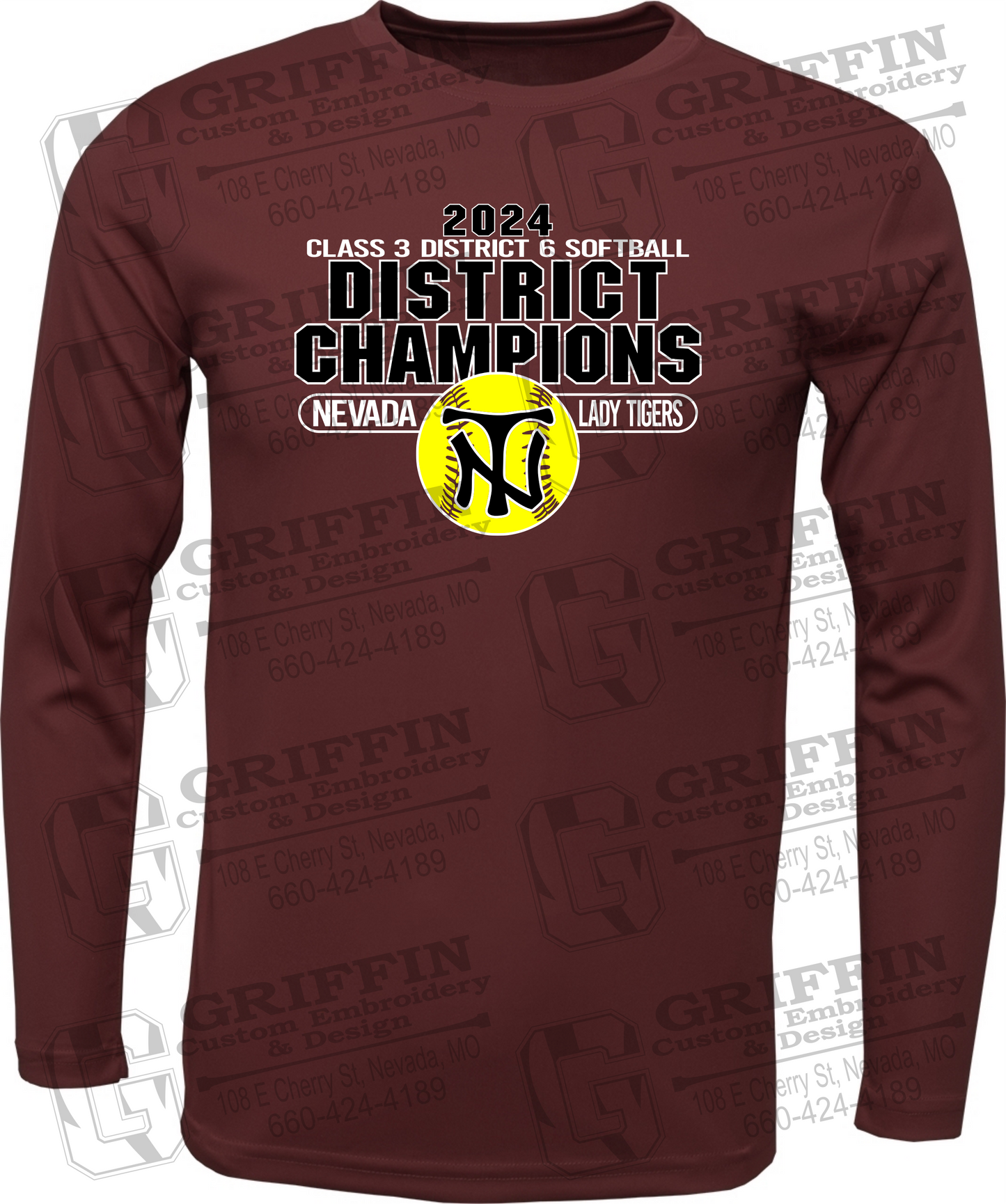 Toddler Dry-Fit Long Sleeve T-Shirt - Softball 2024 District Champions - Nevada Tigers 25-P