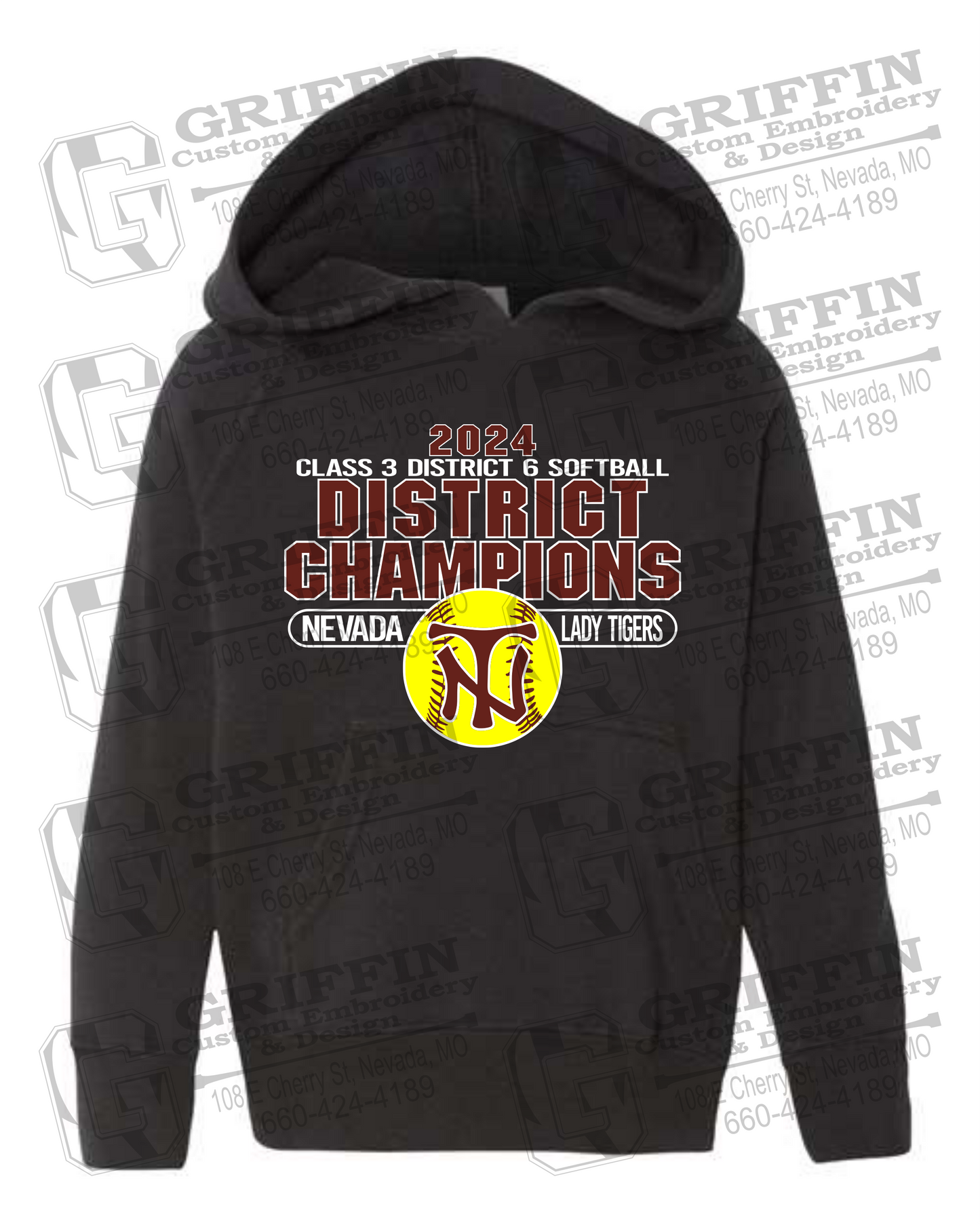 Toddler Hoodie - Softball 2024 District Champions - Nevada Tigers 25-P