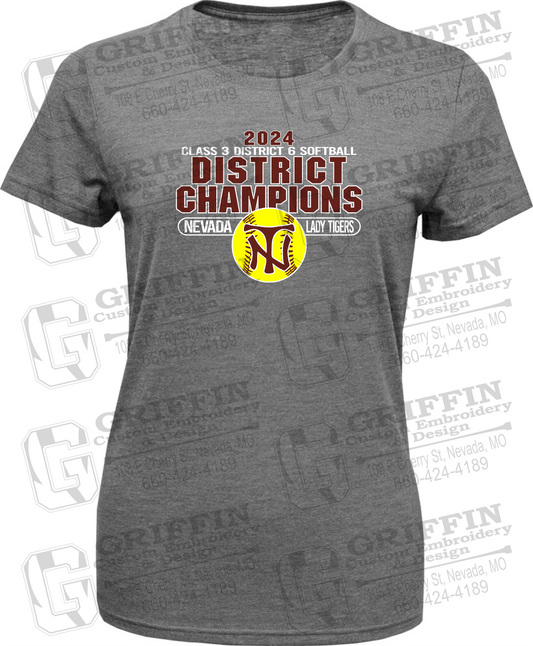 Womens Tri-Blend T-Shirt - Softball 2024 District Champions - Nevada Tigers 25-P