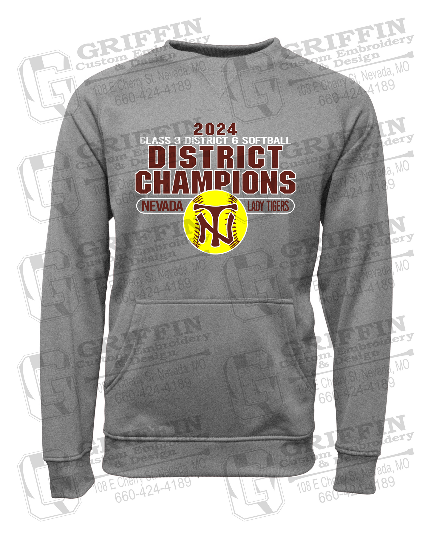 Performance Fleece Sweatshirt - Softball 2024 District Champions - Nevada Tigers 25-P