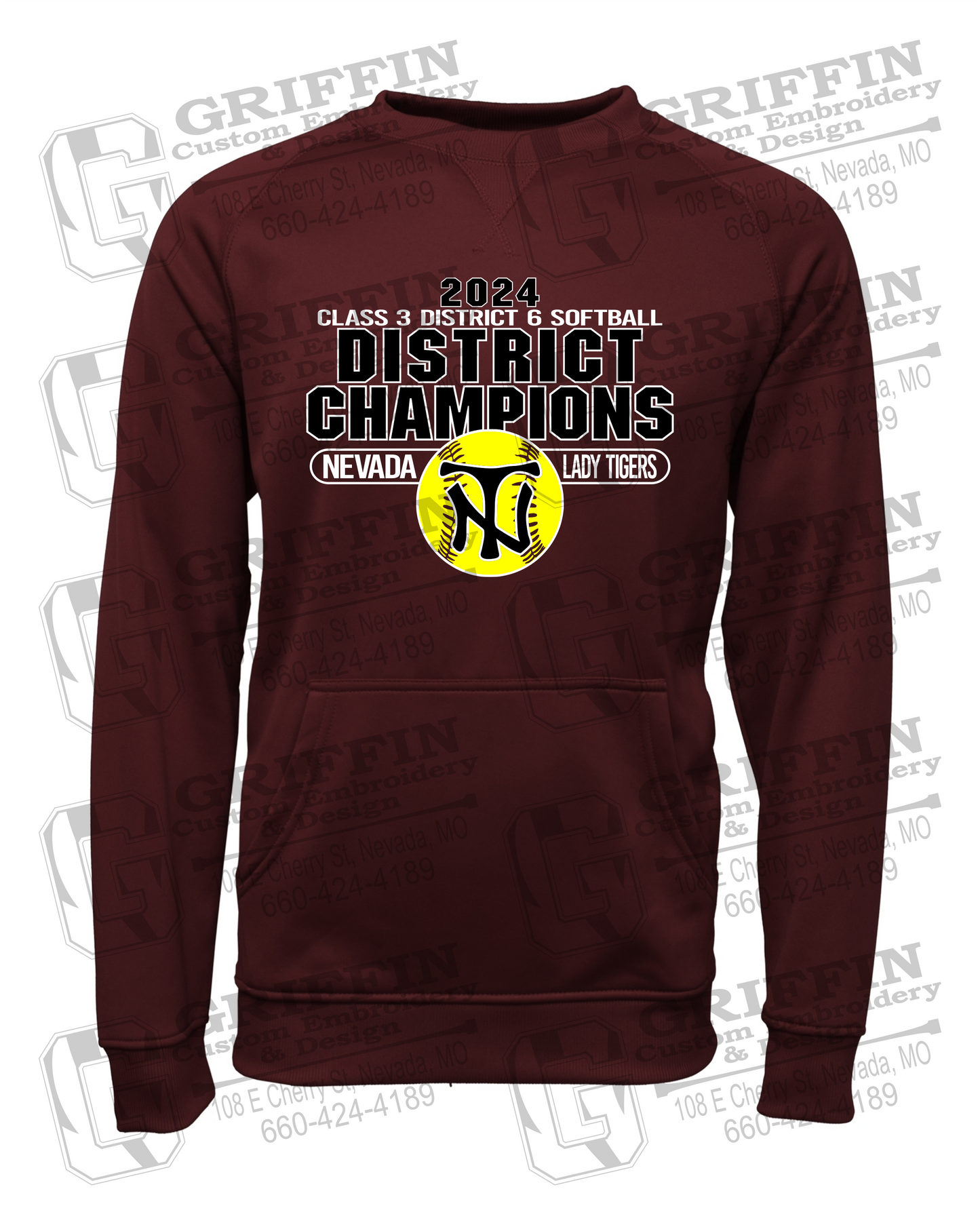 Performance Fleece Sweatshirt - Softball 2024 District Champions - Nevada Tigers 25-P